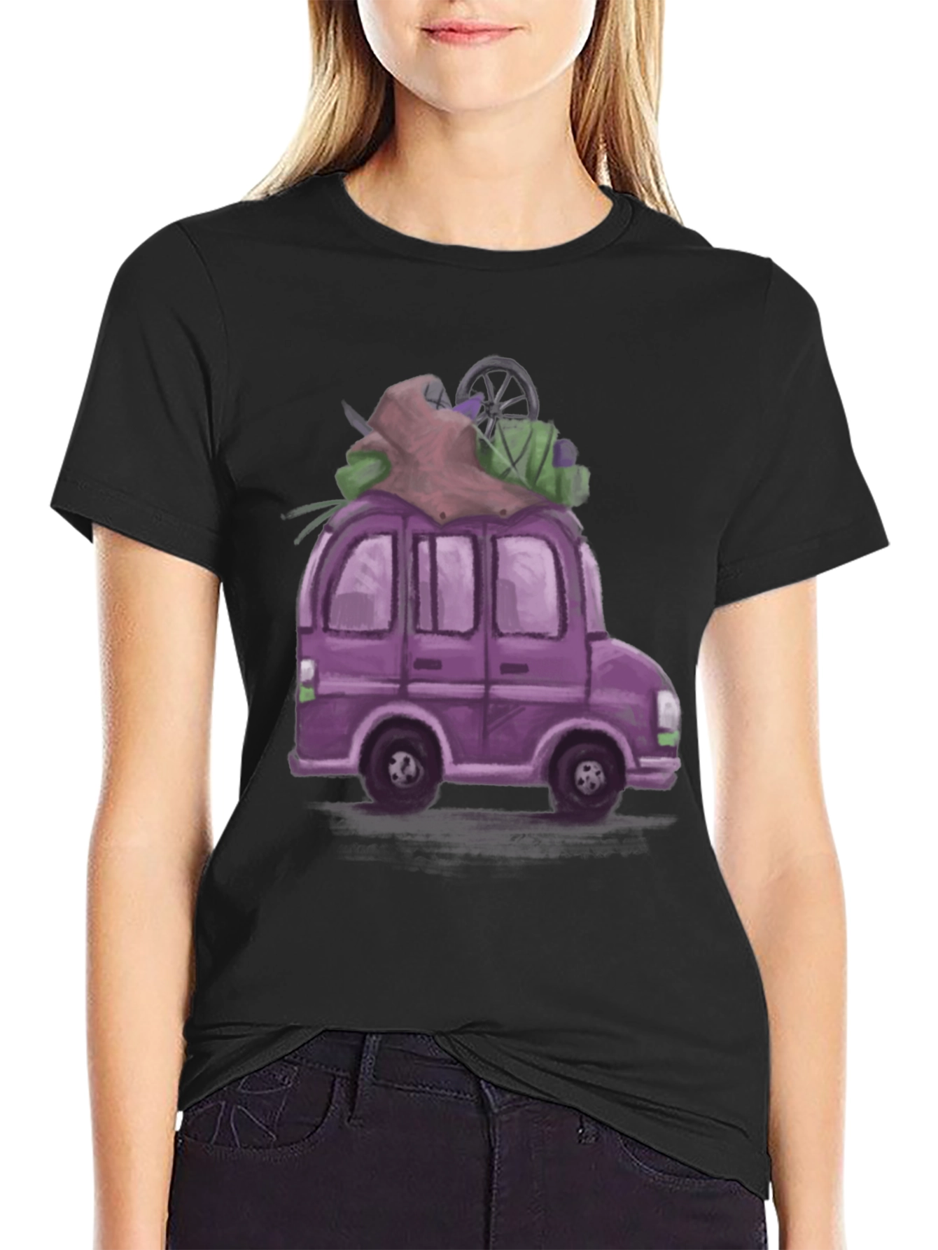 Black Purple Van T-Shirt - Adventure Ready! view 2
