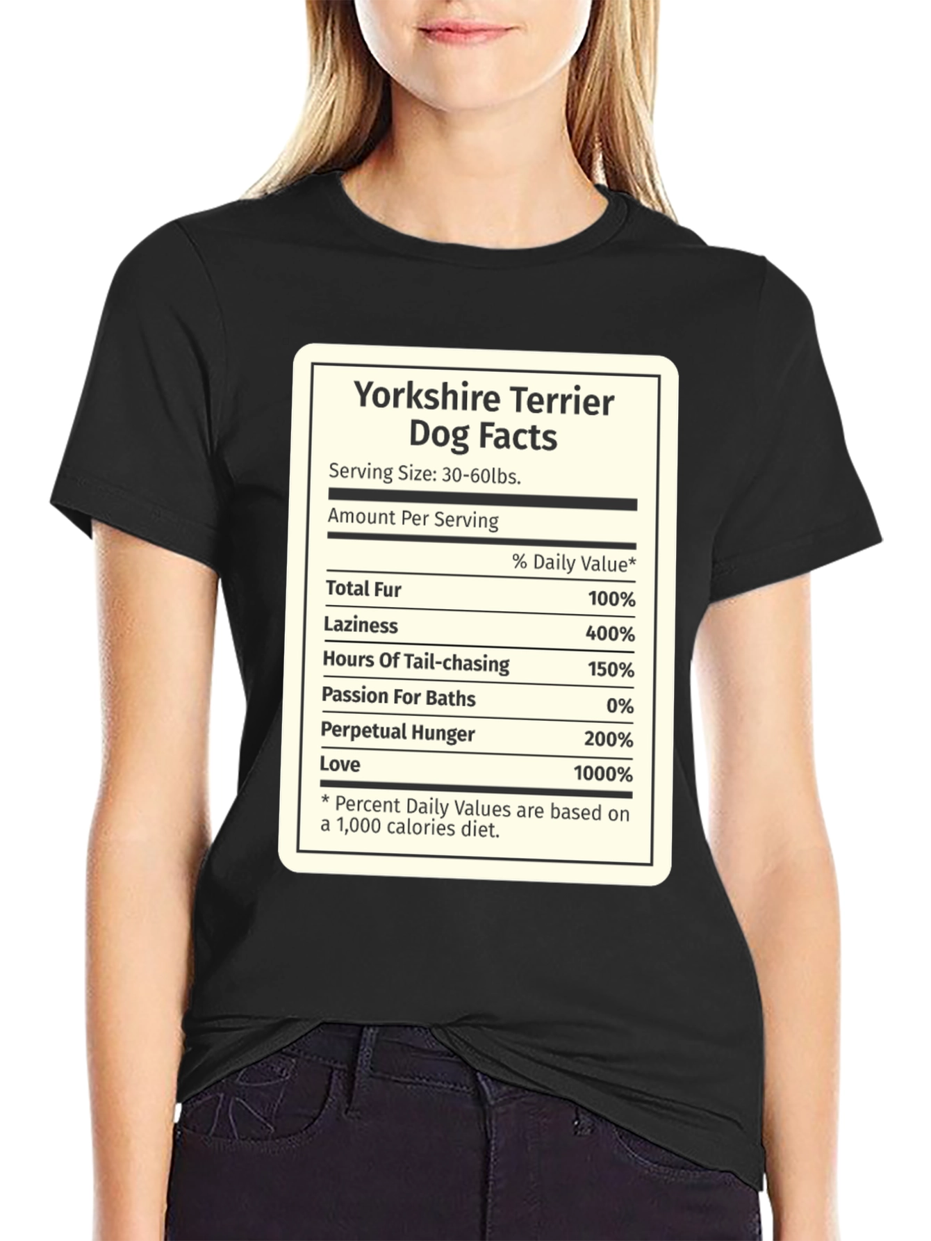 Black Yorkshire Terrier Dog Facts Funny Novelty T-Shirt view 2