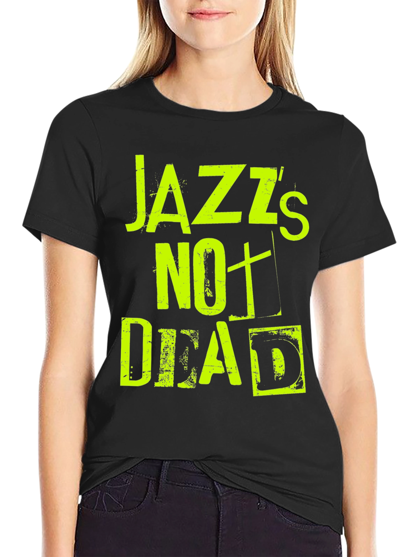 Black Jazz's Not Dead Graphic Tee - Black Cotton T-Shirt view 2
