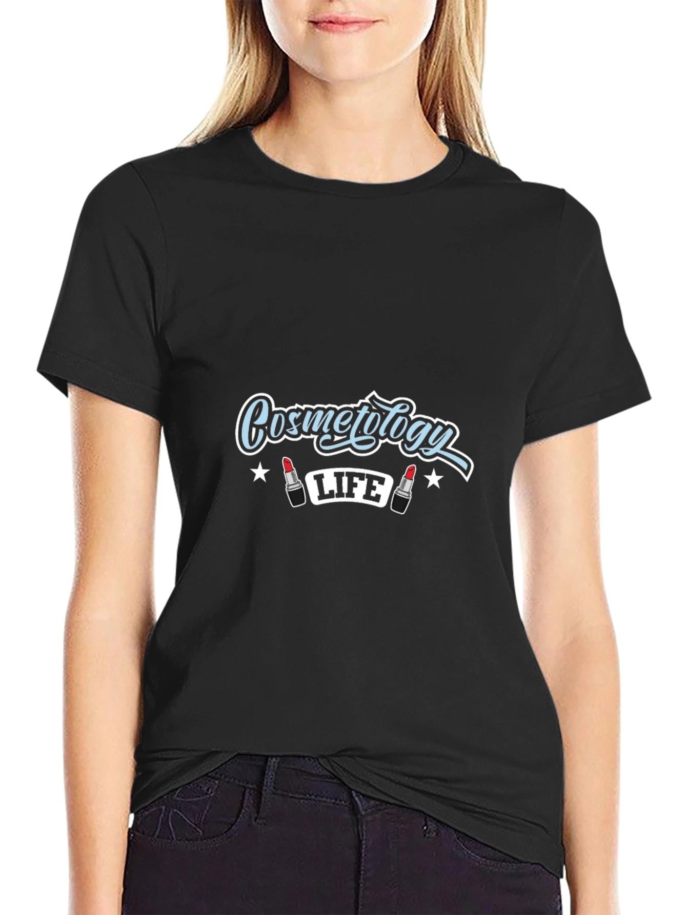Black Cosmetology Life Graphic T-Shirt view 2