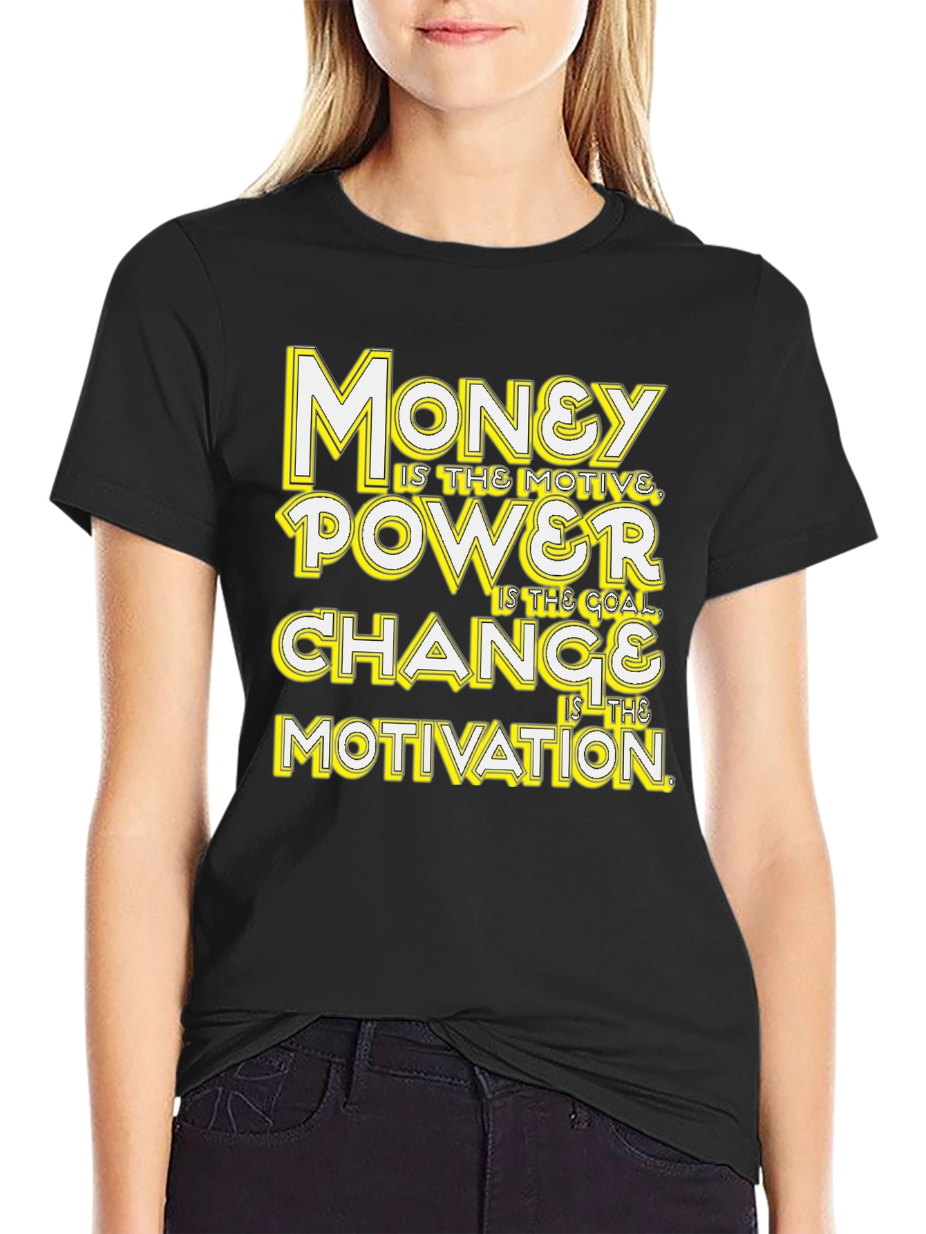 Black Money, Power, Change, Motivation Black Graphic Tee view 2