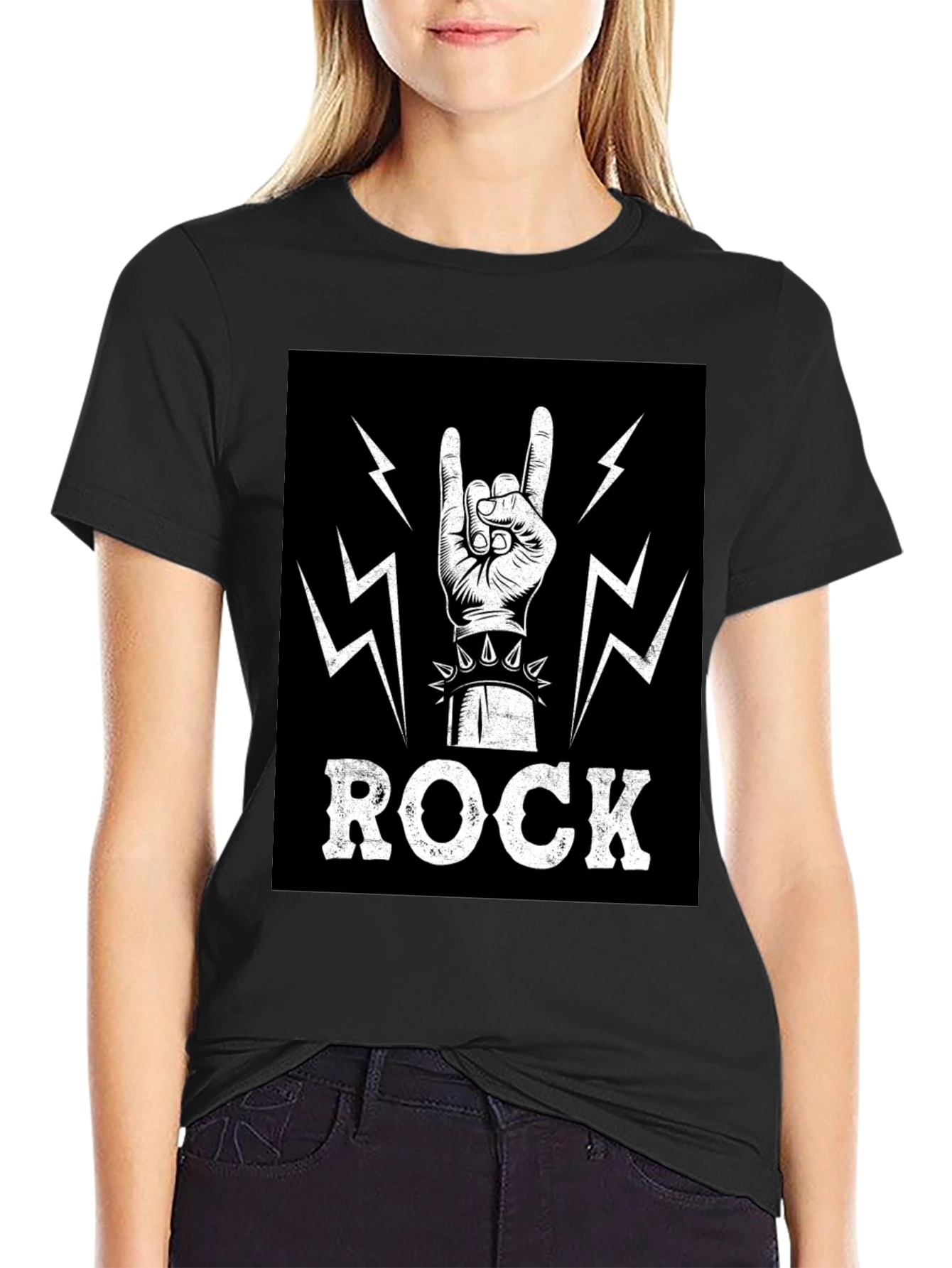 Black Rock On! Graphic Print T-Shirt view 2