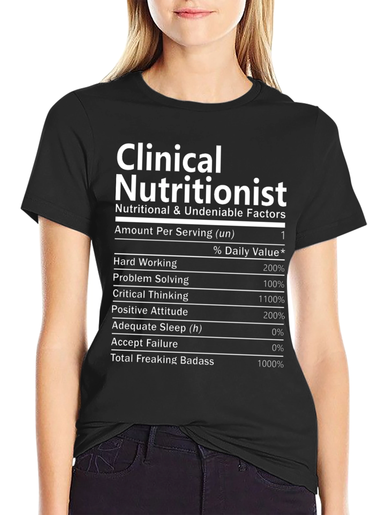 Clinical Nutritionist Funny T-Shirt Nutrition Facts - 2