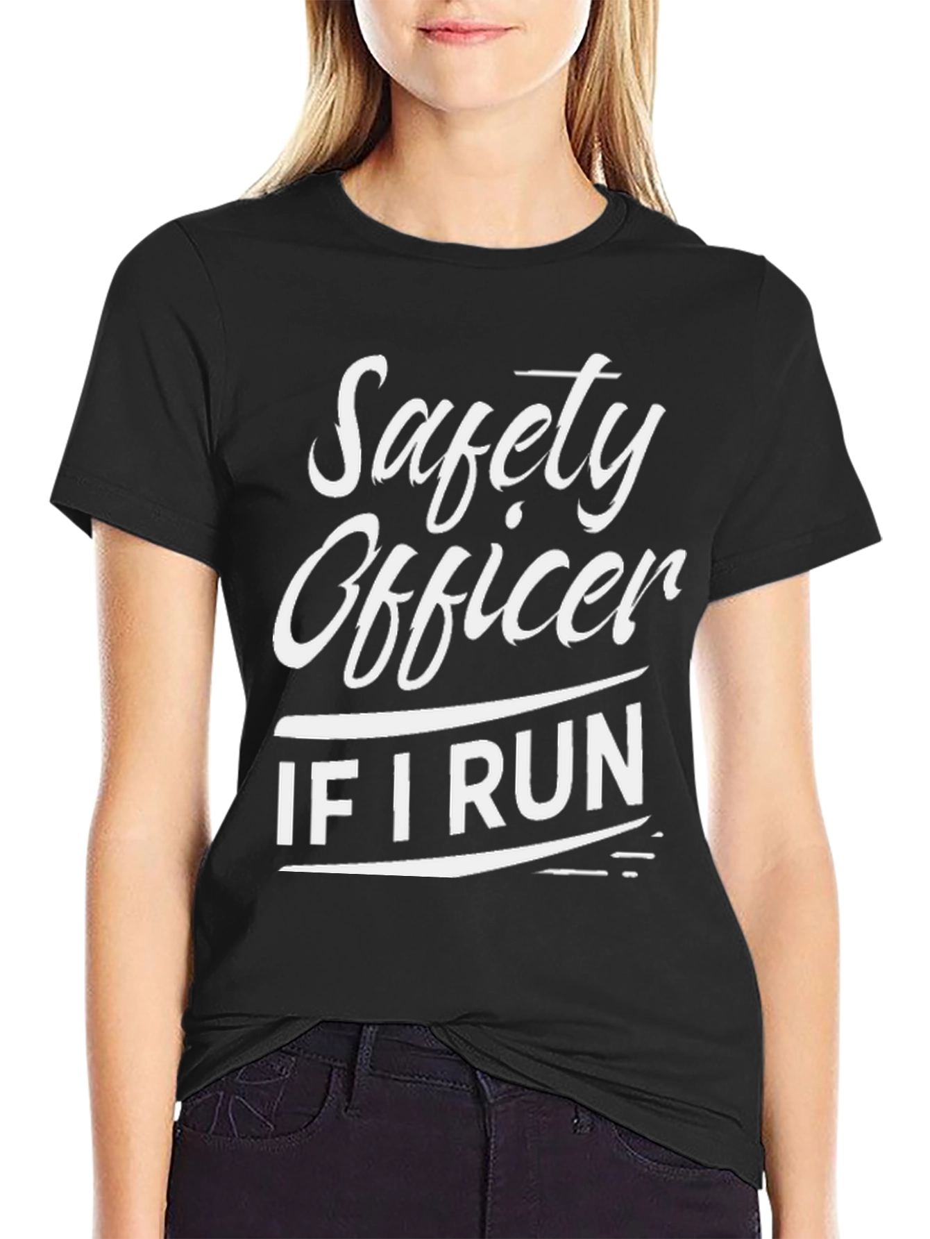 Black Safety Officer Funny T-Shirt - If I Run Graphic Tee view 2
