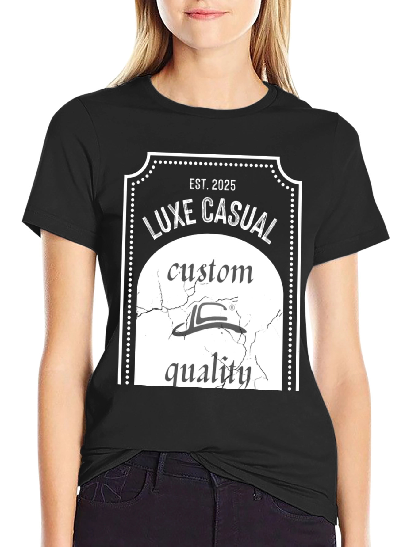 Black Luxe Casual Est. 2025 Graphic T-Shirt view 2