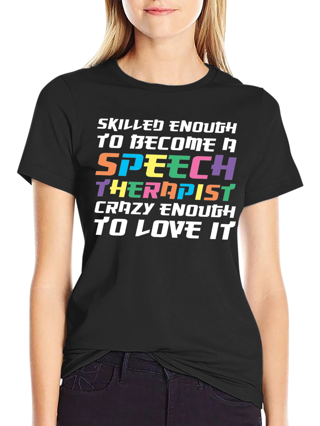 Black Speech Therapist Novelty Graphic T-Shirt view 2