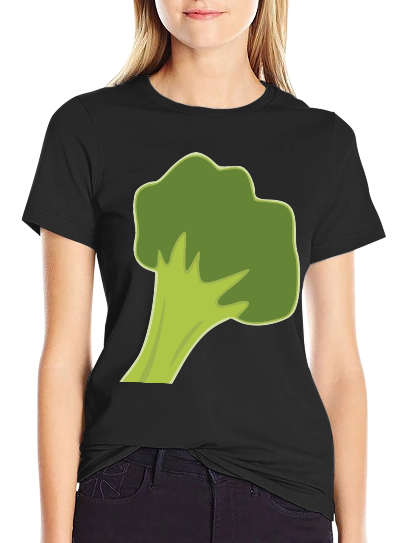 Black Broccoli Graphic Tee - Black Cotton Casual Shirt view 2