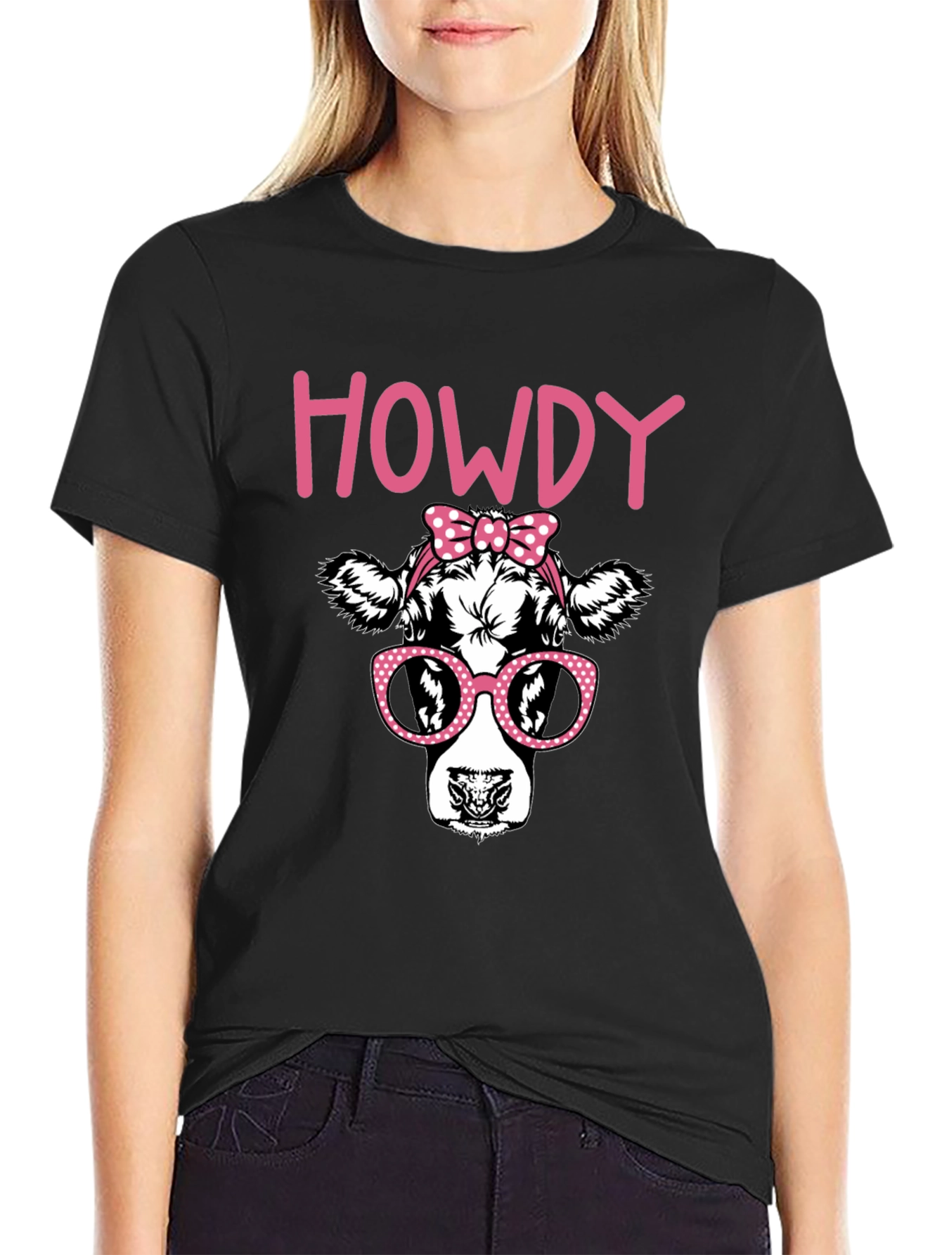 Black Howdy Cow Graphic T-Shirt - Black view 2
