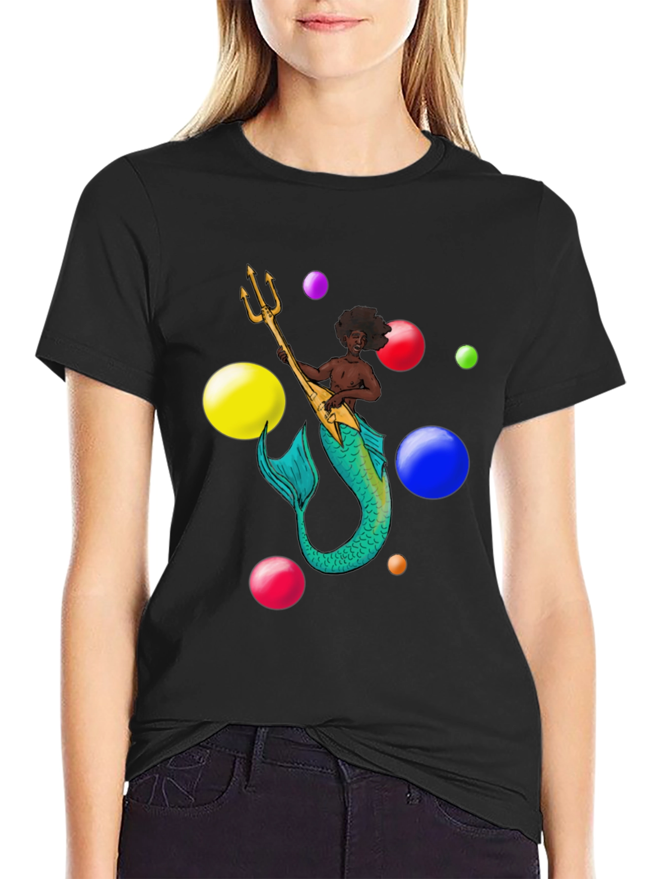 Black Mermaid Musician Graphic T-Shirt view 2