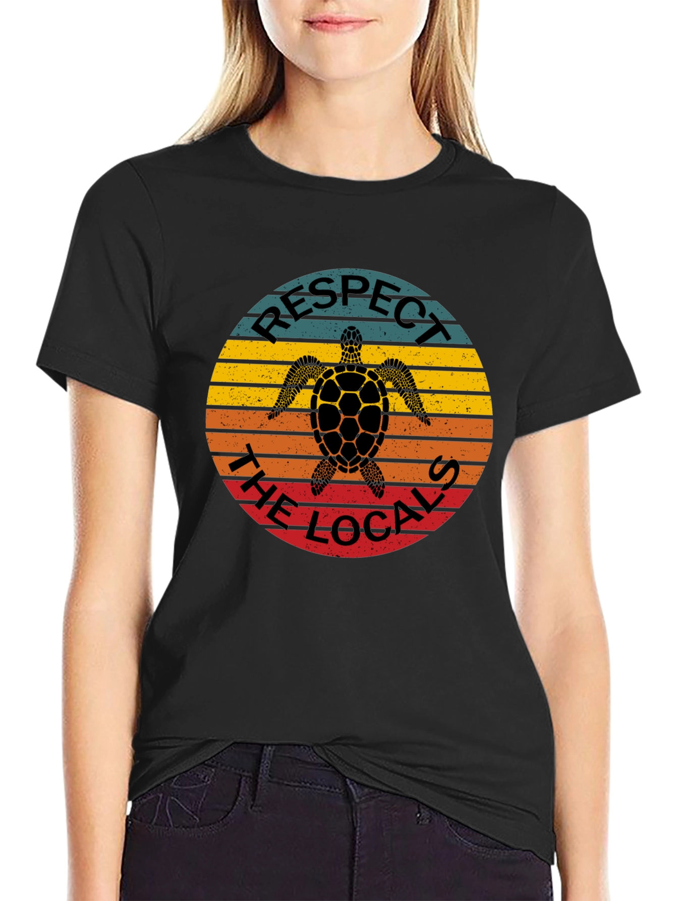 Black Respect the Locals Turtle T-Shirt - Black view 2