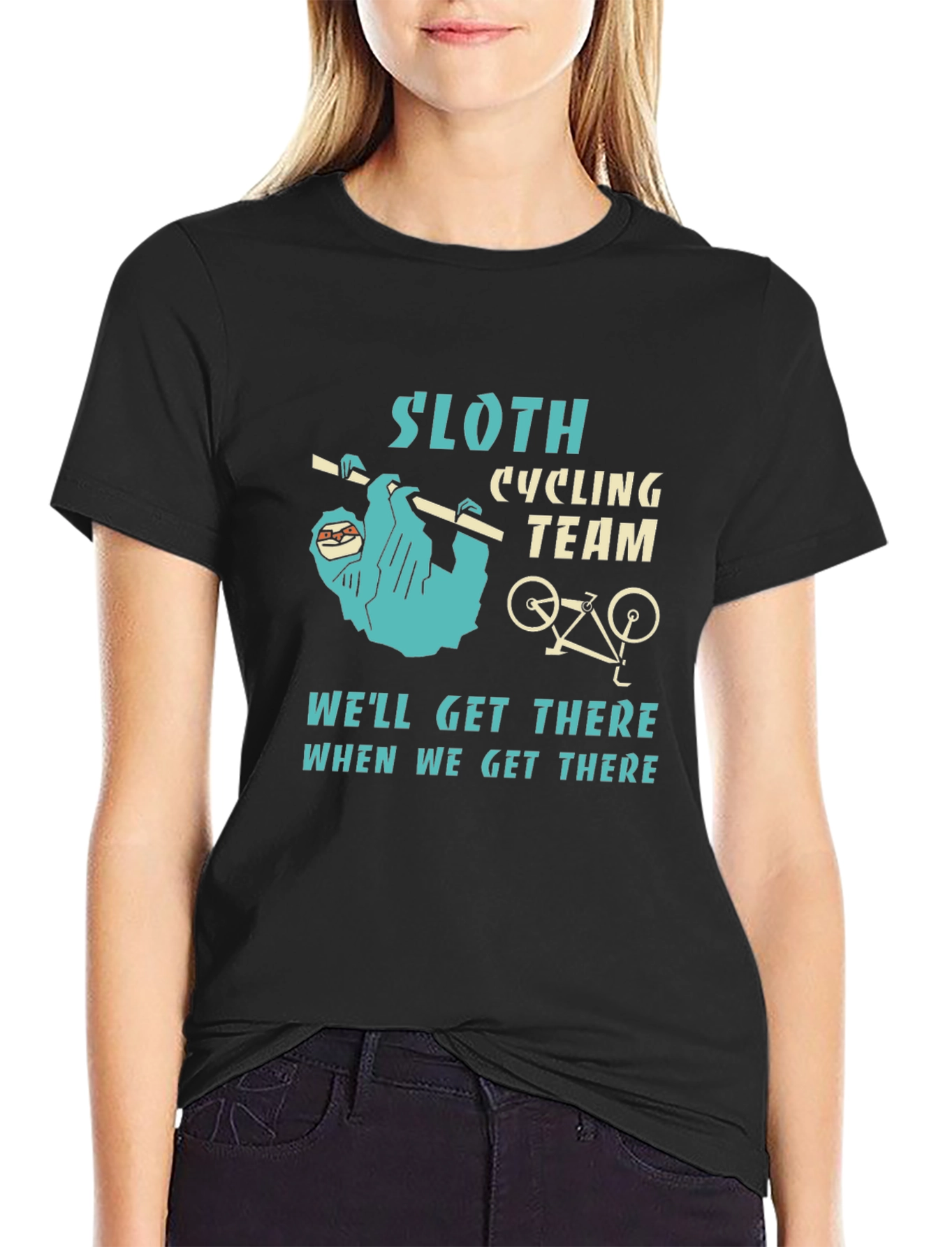 Black Sloth Cycling Team Graphic T-Shirt view 2