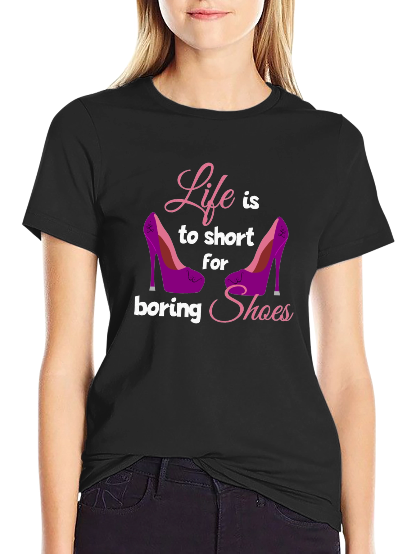 Black Life Too Short T-Shirt - Shoe Lover Tee view 2