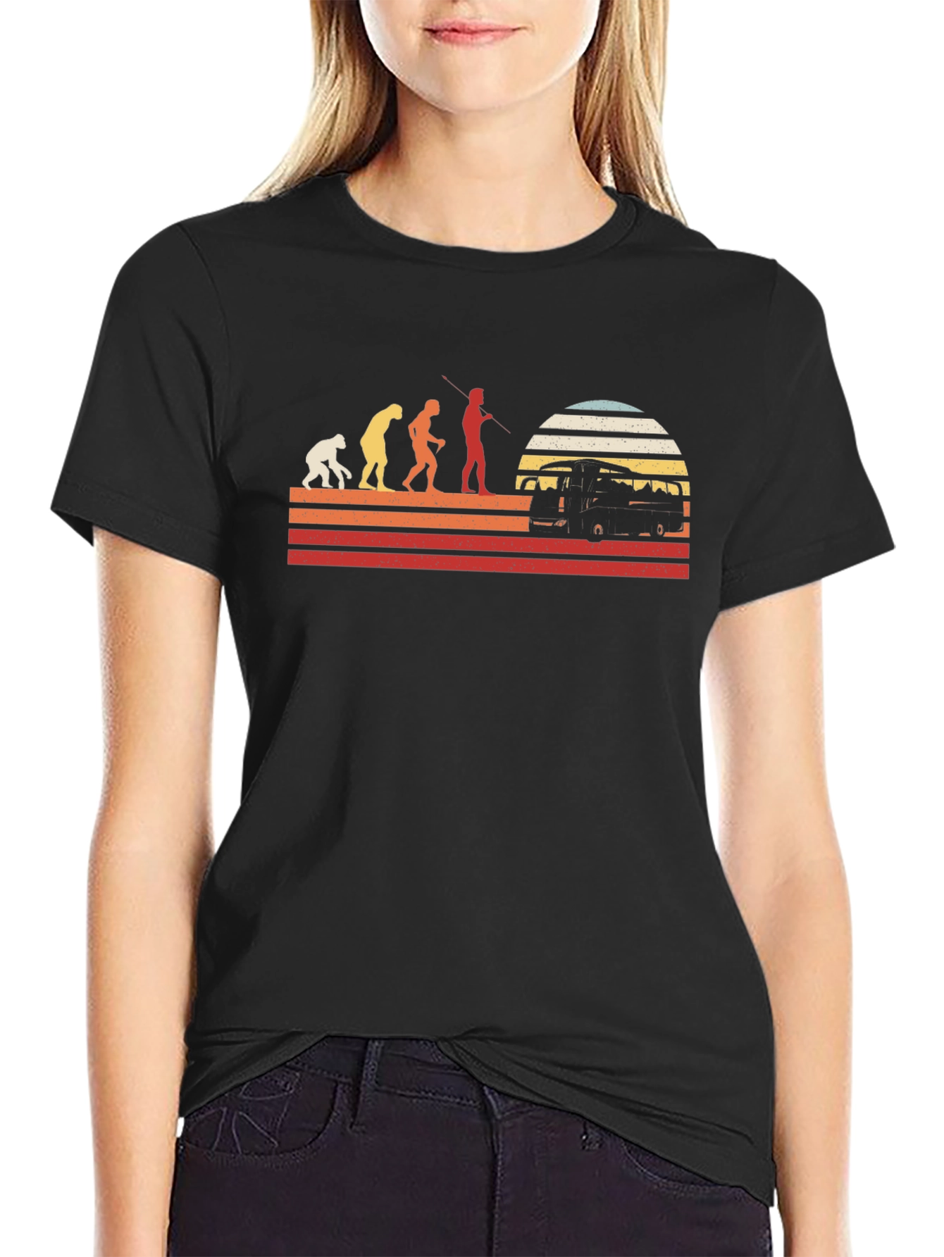 Black Retro Evolution Van Life T-Shirt view 2