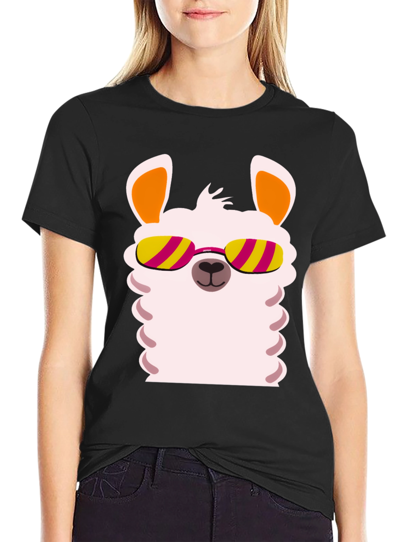 Black Cool Llama Graphic Tee - Black view 2