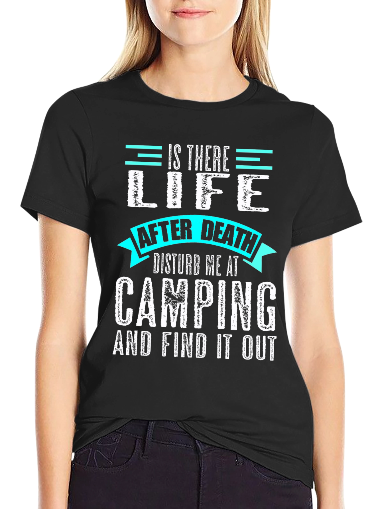 Black Camping After Death Graphic T-Shirt view 2