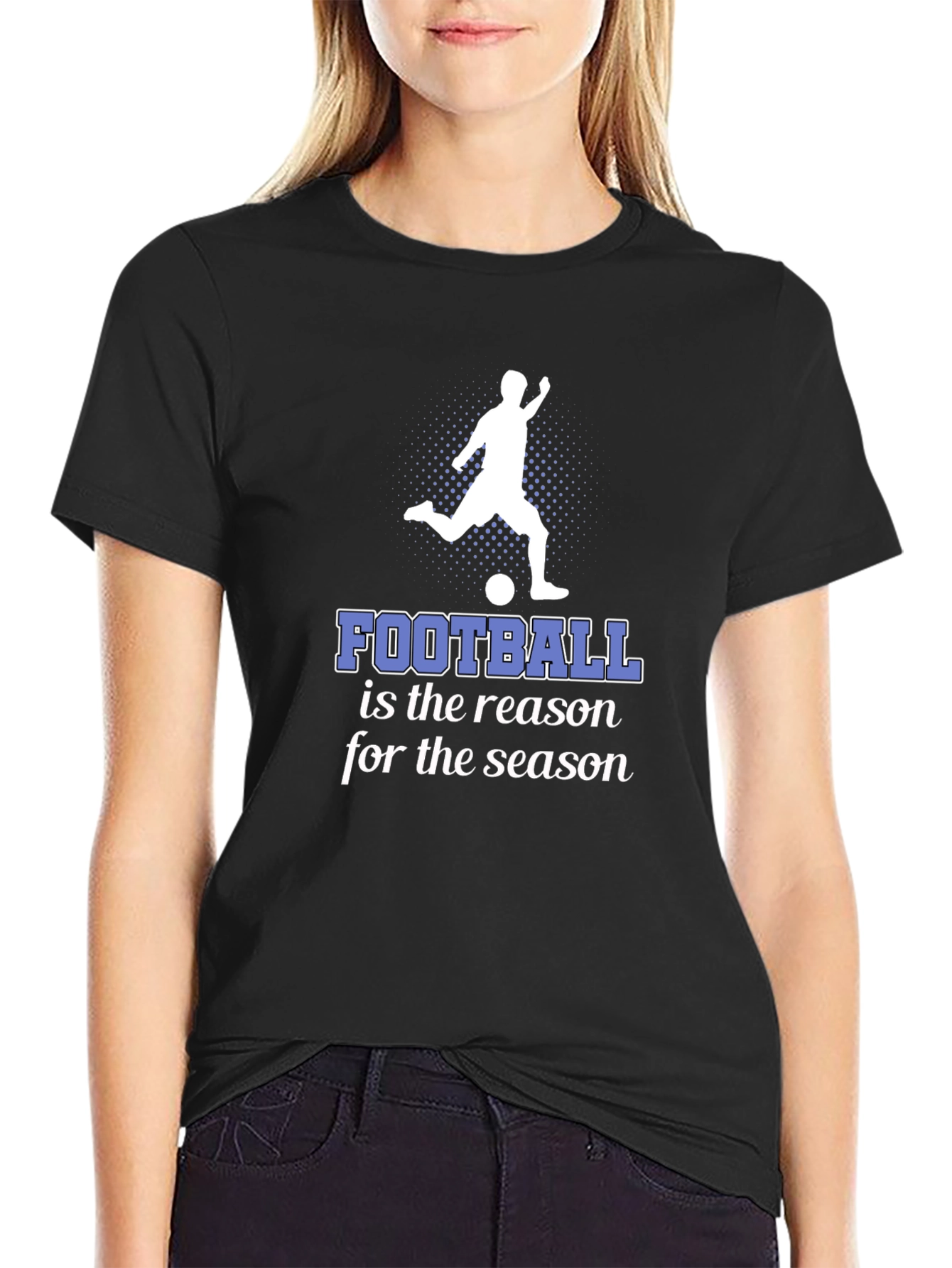 Black Football Season Graphic Tee - Stylish Black T-Shirt view 2