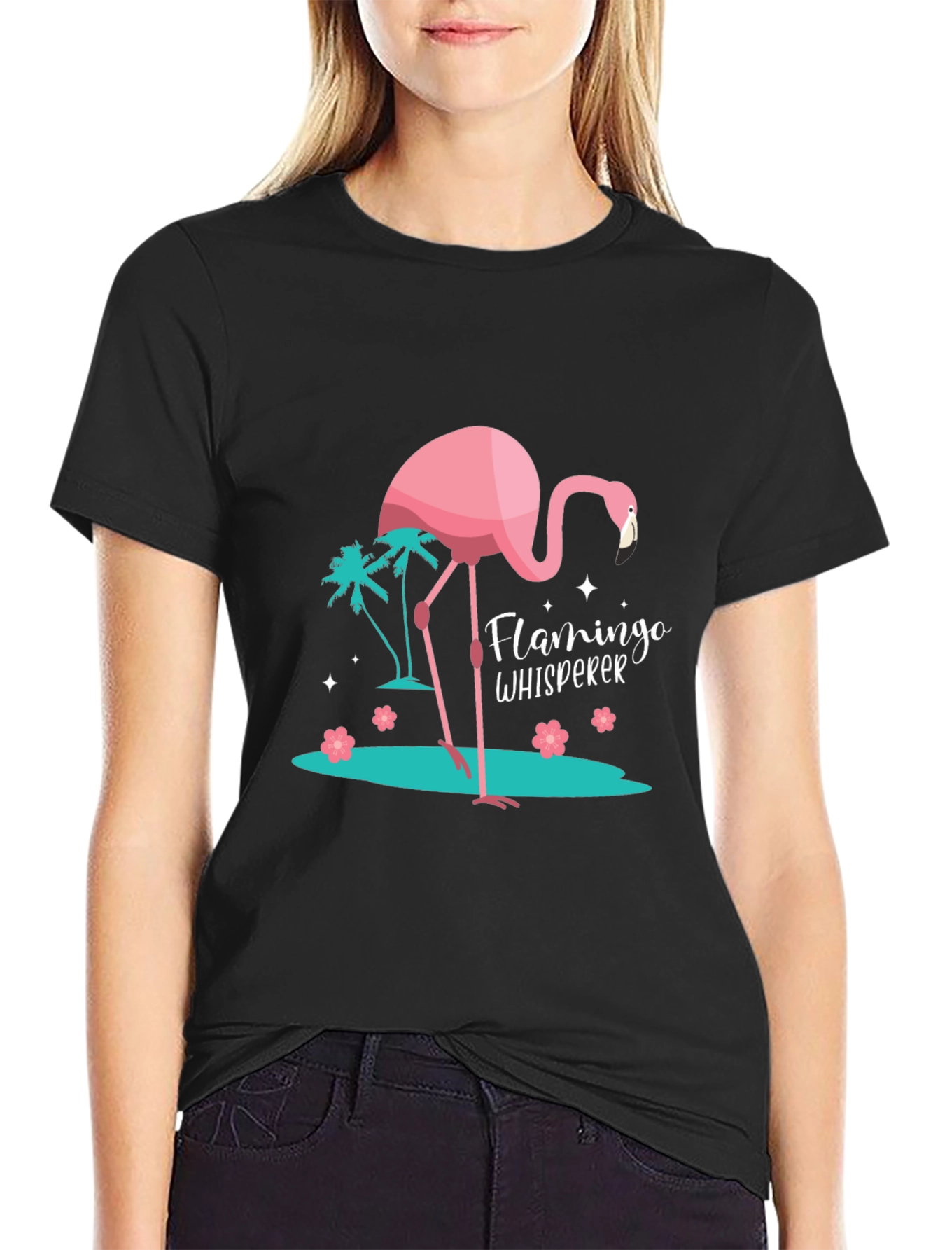 Black Flamingo Whisperer Black Graphic Tee view 2