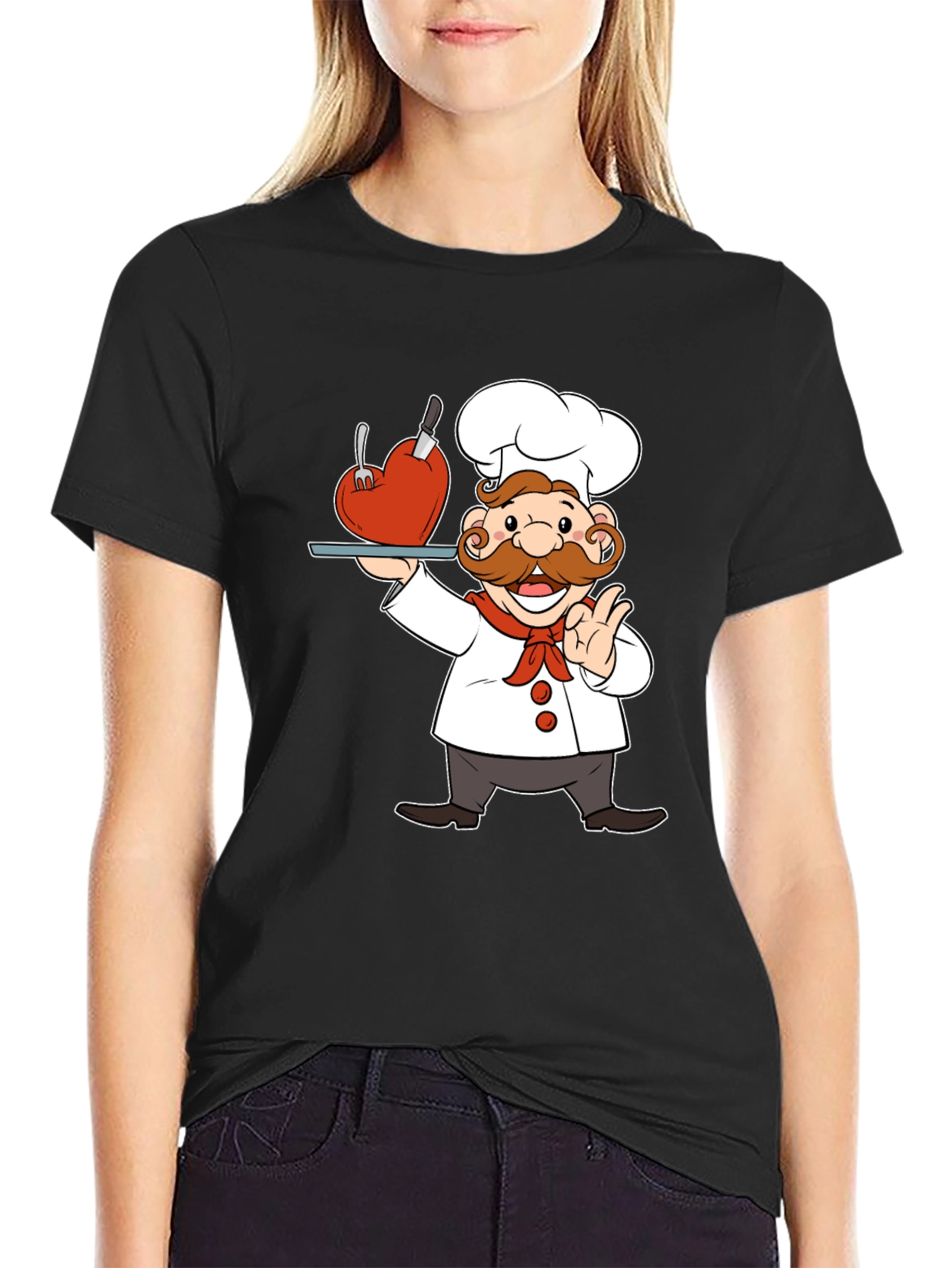 Black Chef with Heart T-Shirt view 2