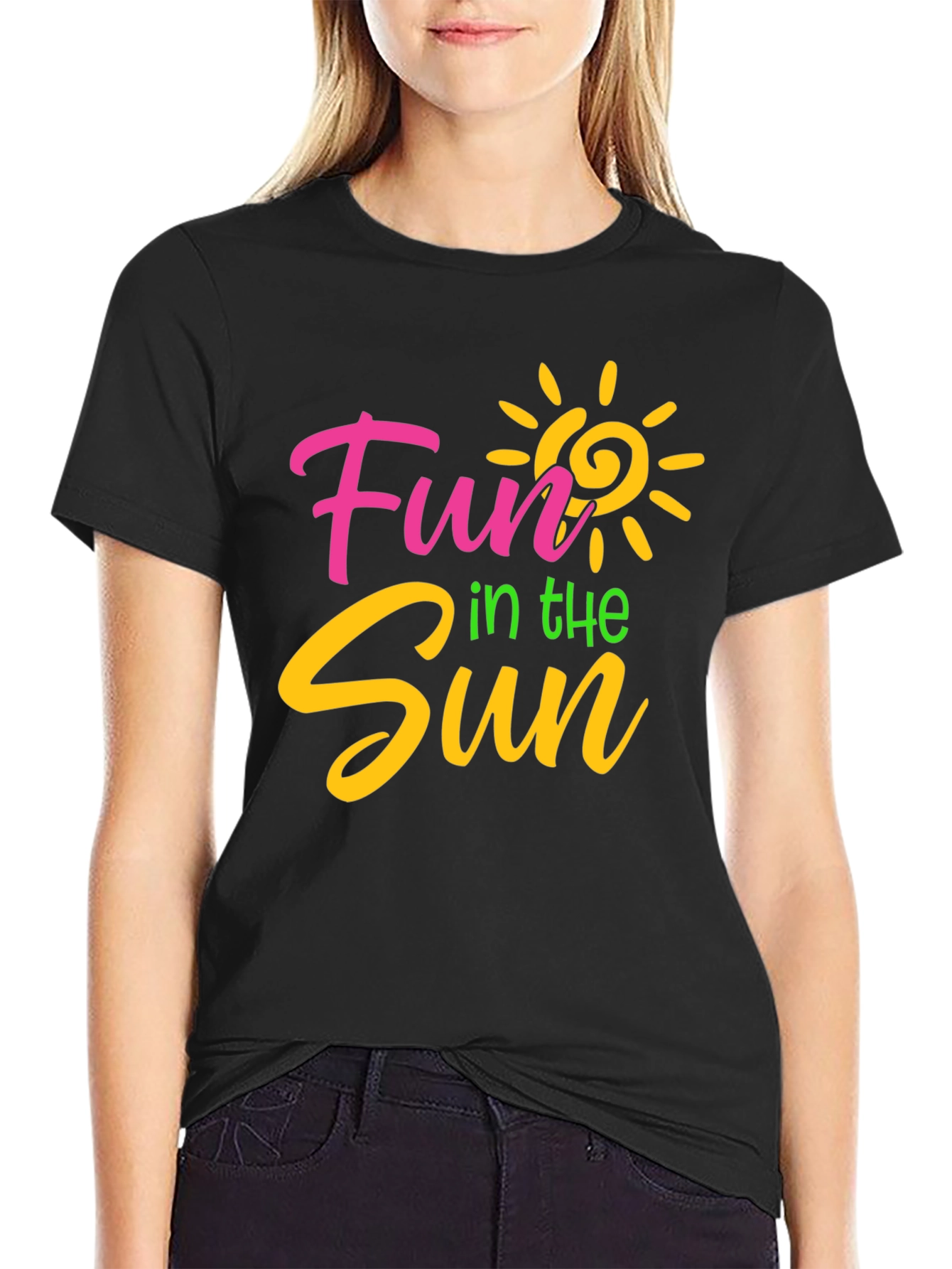 Black Fun in the Sun Graphic Tee - Black Cotton Blend view 2