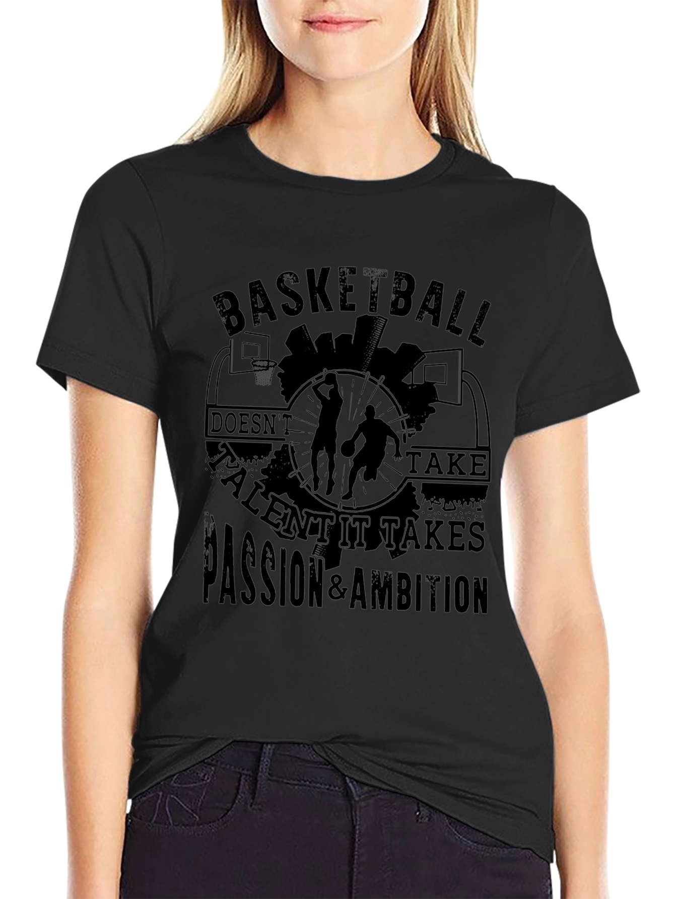 Black Basketball Passion & Ambition Graphic Tee view 2