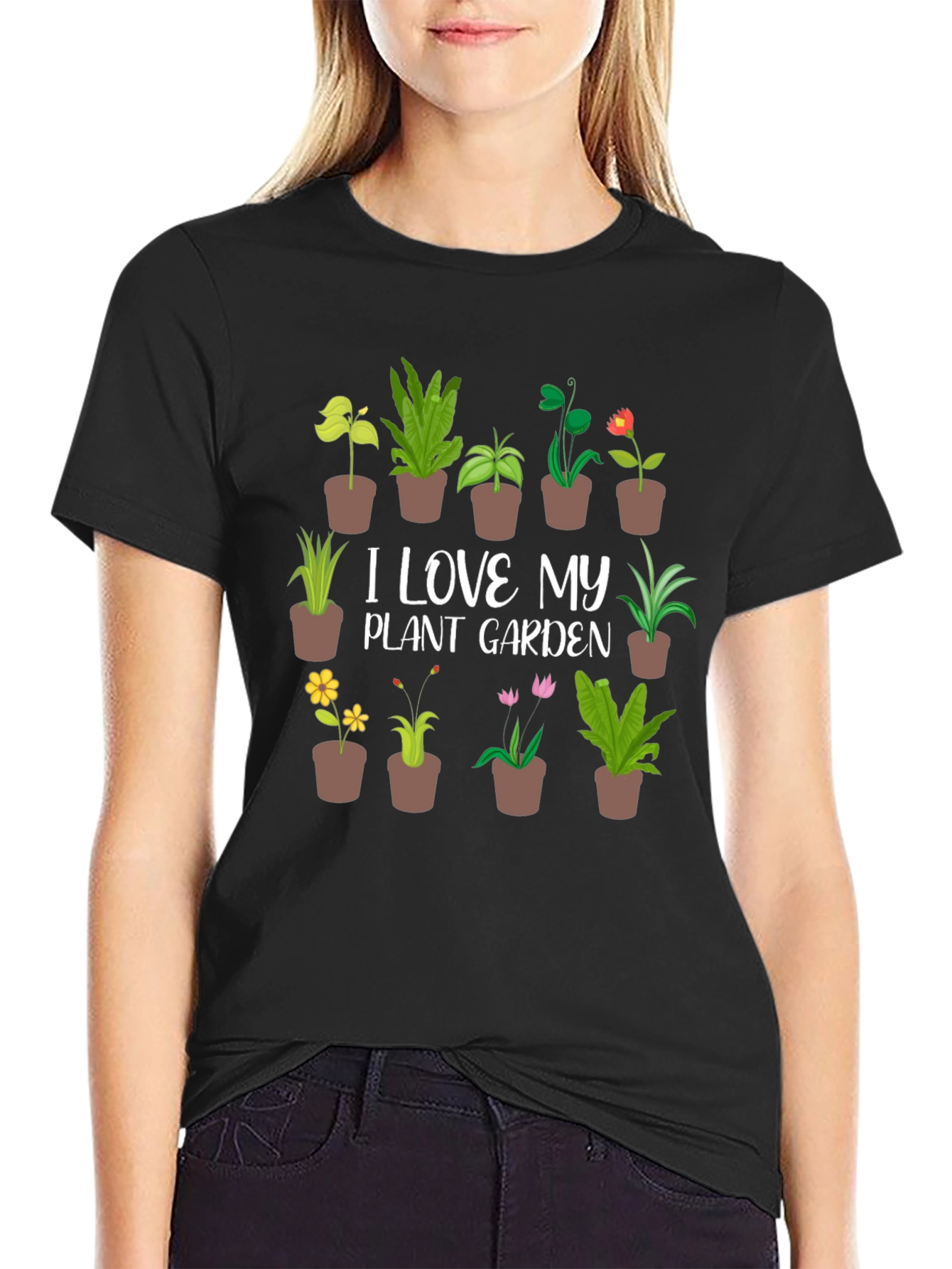 Black Plant Garden T-Shirt - I Love My Plant Garden Tee view 2