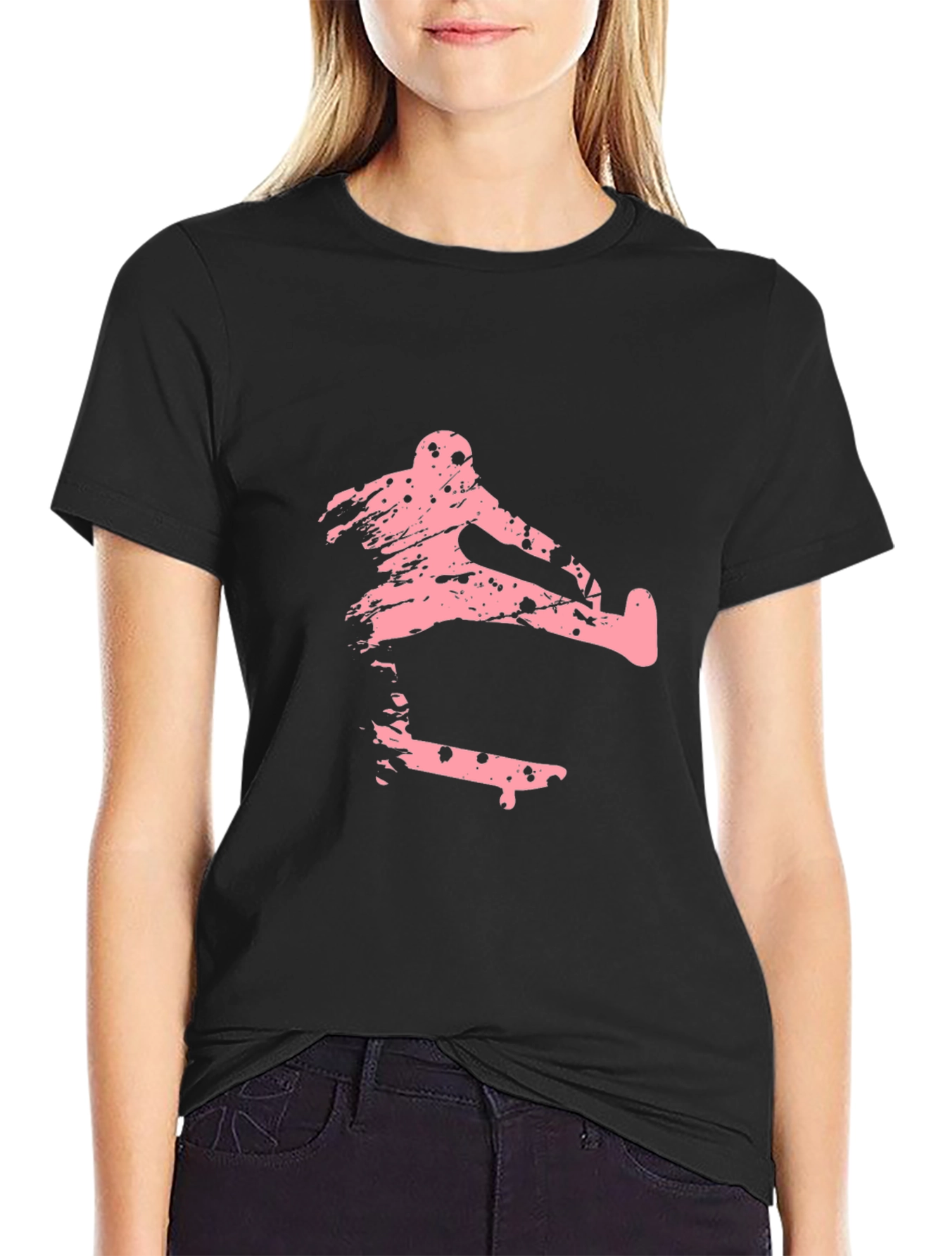 Black Skateboarding Graphic Tee - Stylish Black T-Shirt view 2