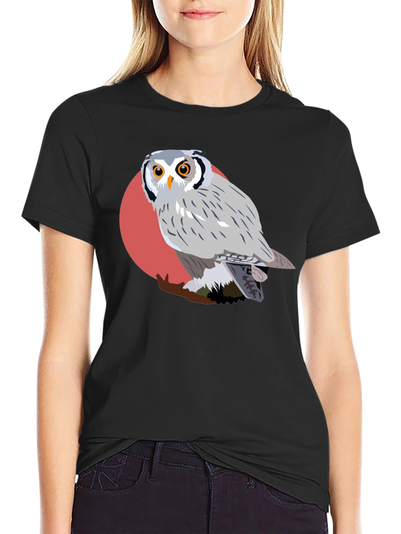 Black Owl Graphic Tee - Unique Bird Design view 2