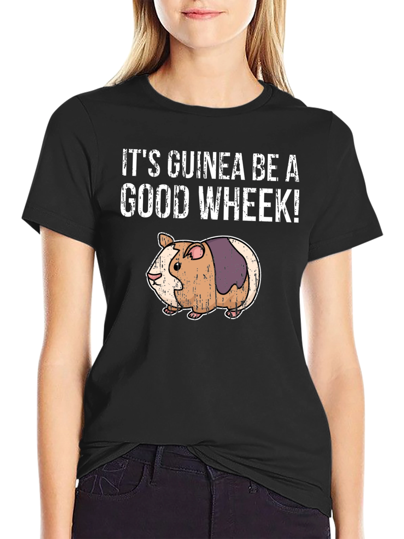 Black Guinea Pig Good Wheek T-Shirt view 2