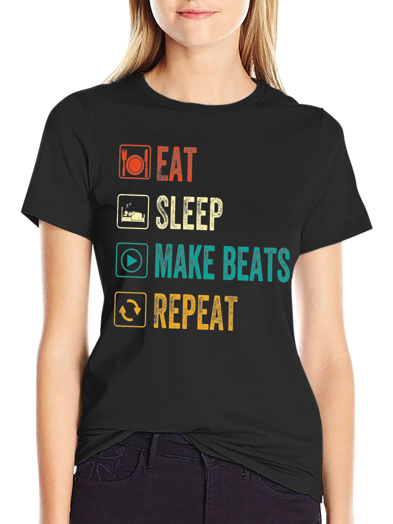 Black Eat Sleep Make Beats Repeat T-Shirt view 2