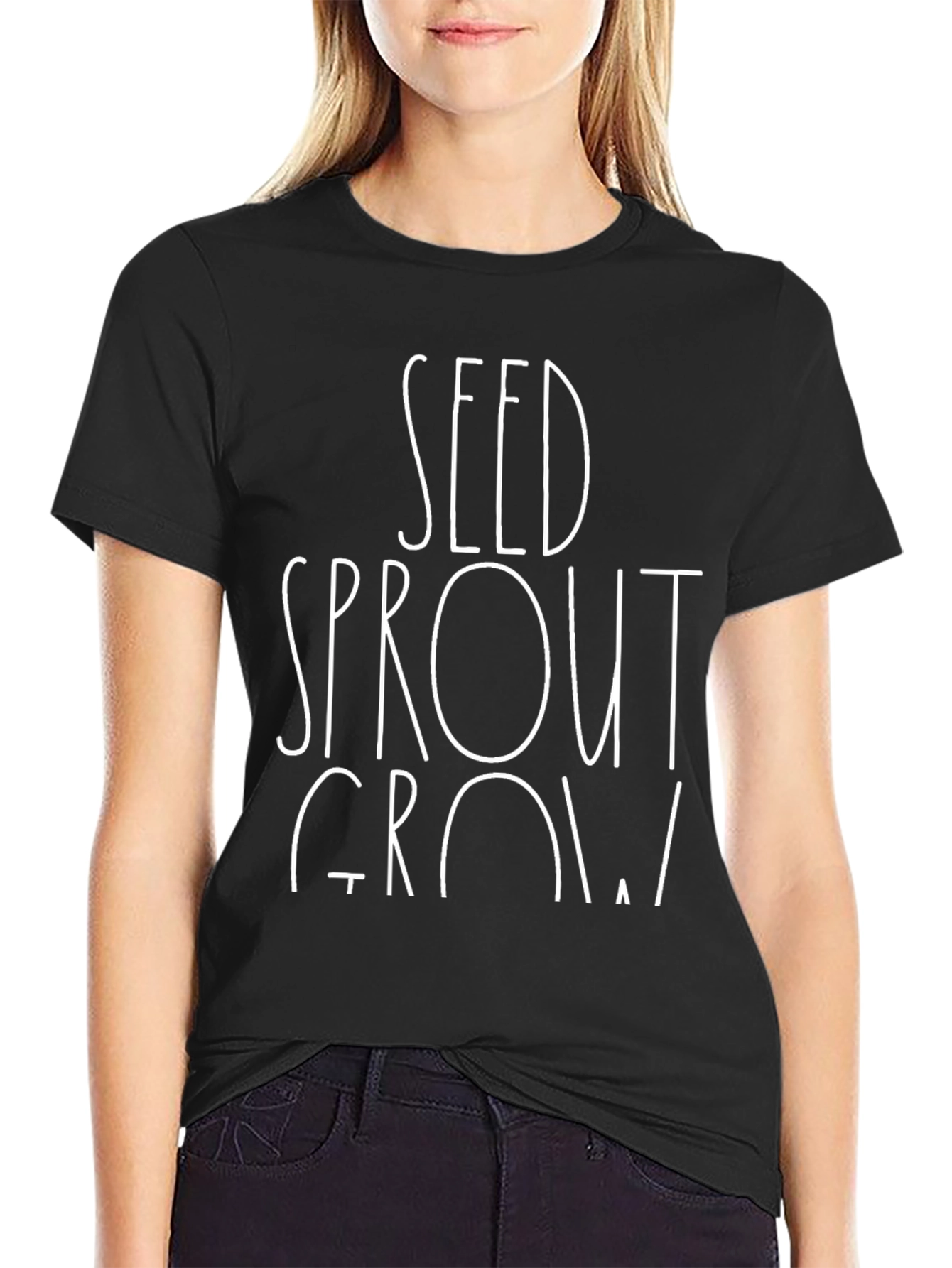 Black Seed Sprout Grow Graphic Tee - Black view 2