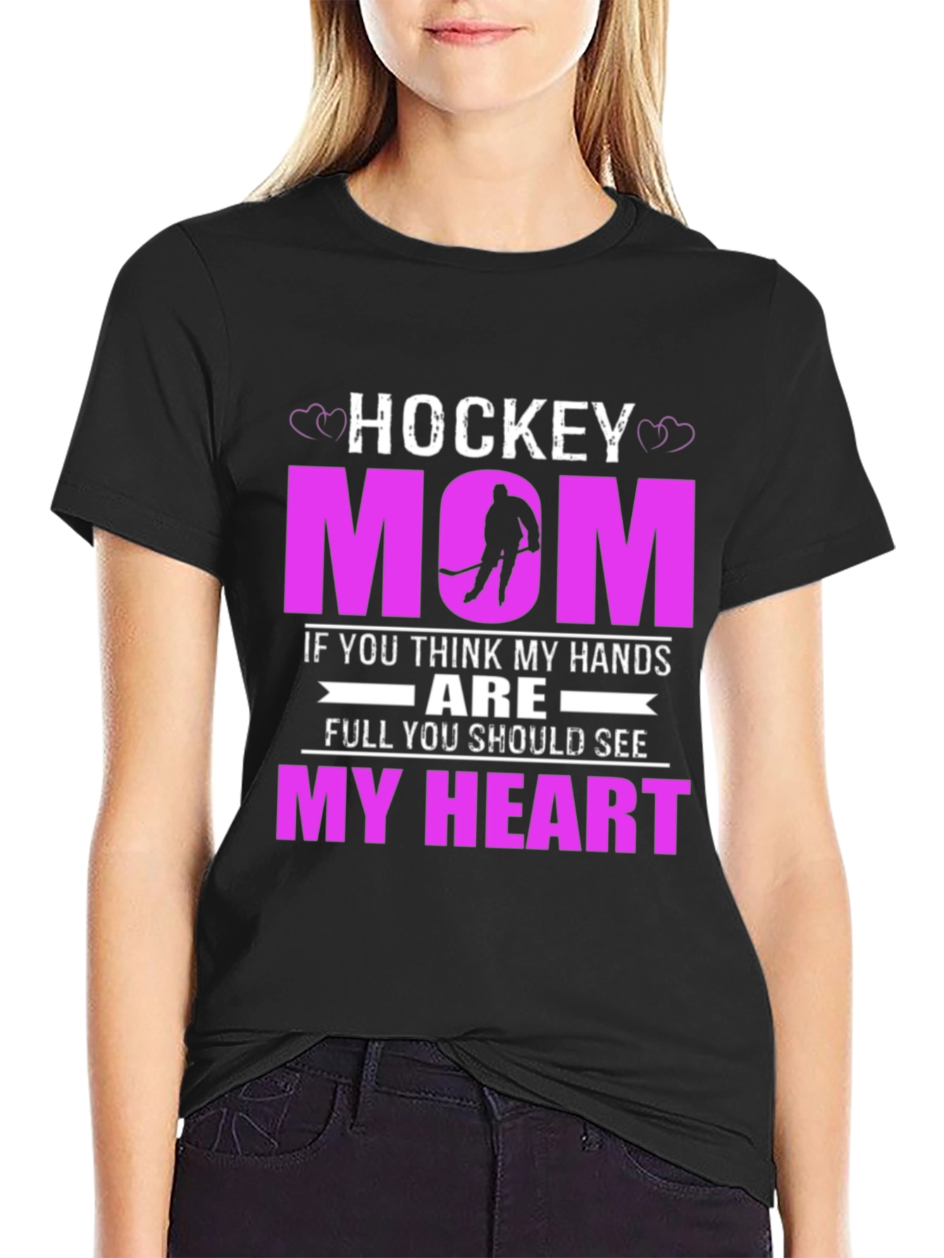Black Hockey Mom T-Shirt - Show Your Pride! view 2