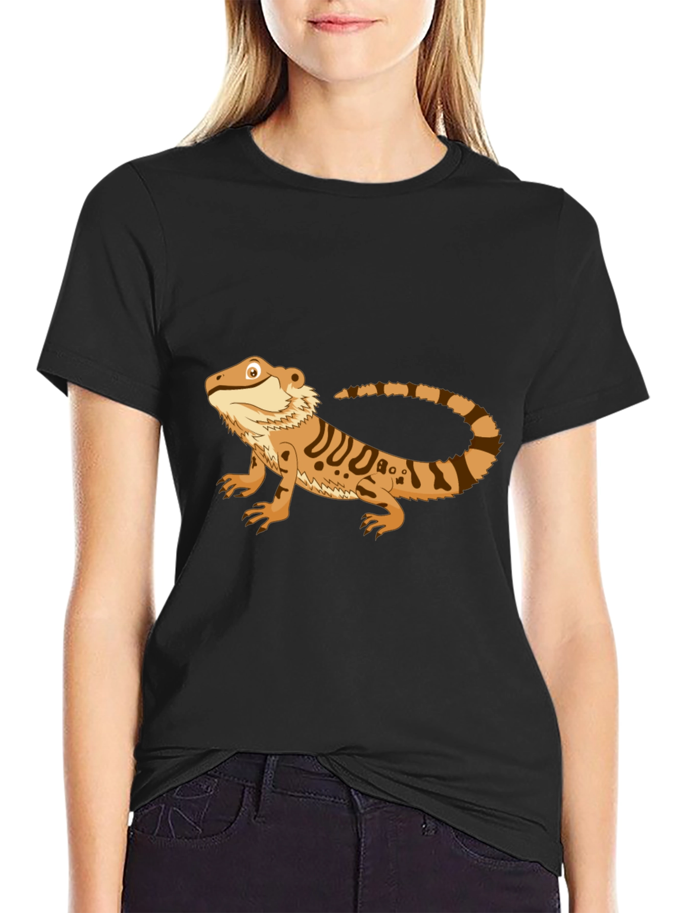 Black Bearded Dragon Graphic Tee - Men's Black T-Shirt view 2
