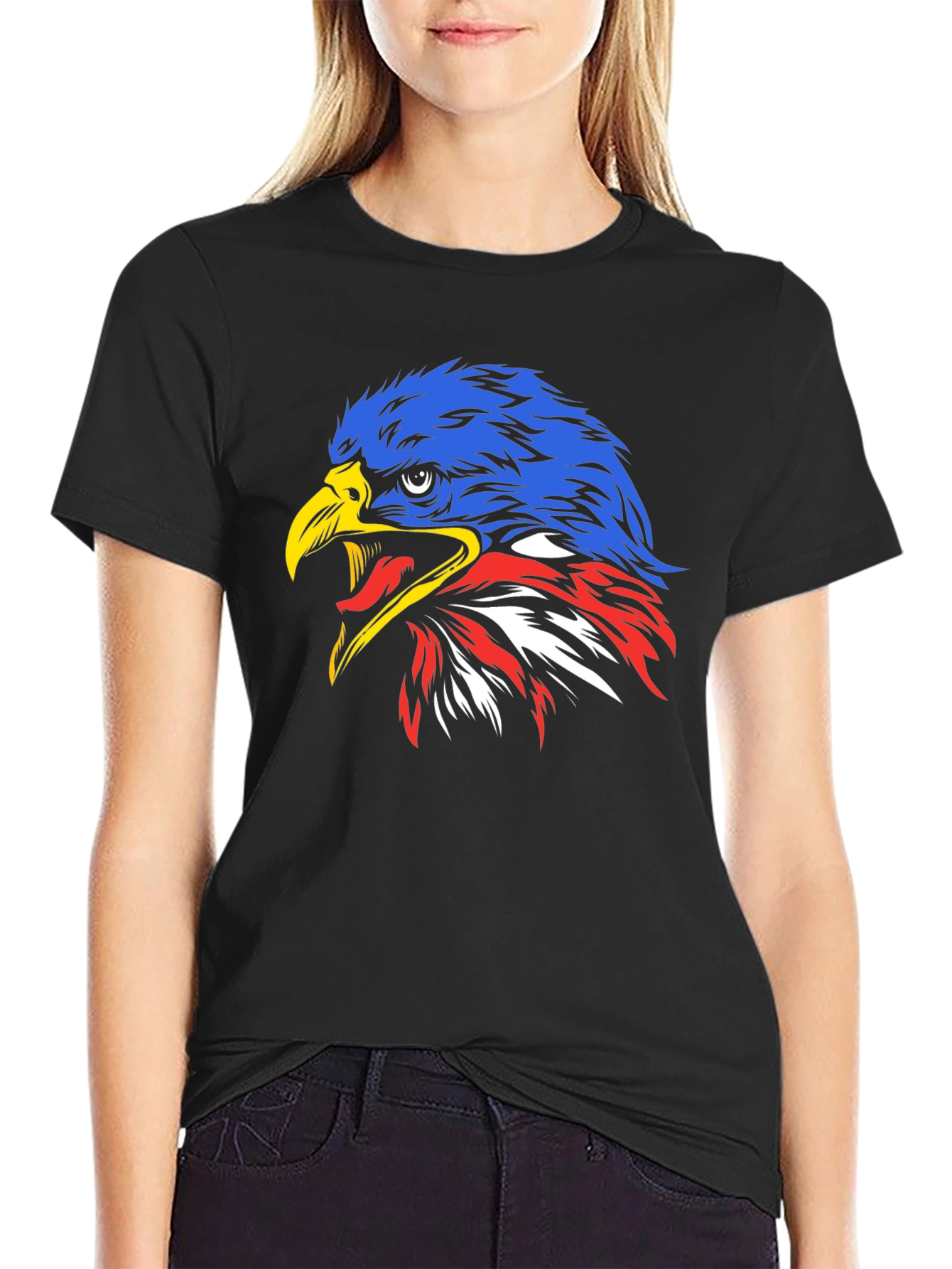 Black Eagle Head Graphic Print Tee - Patriotic Style view 2
