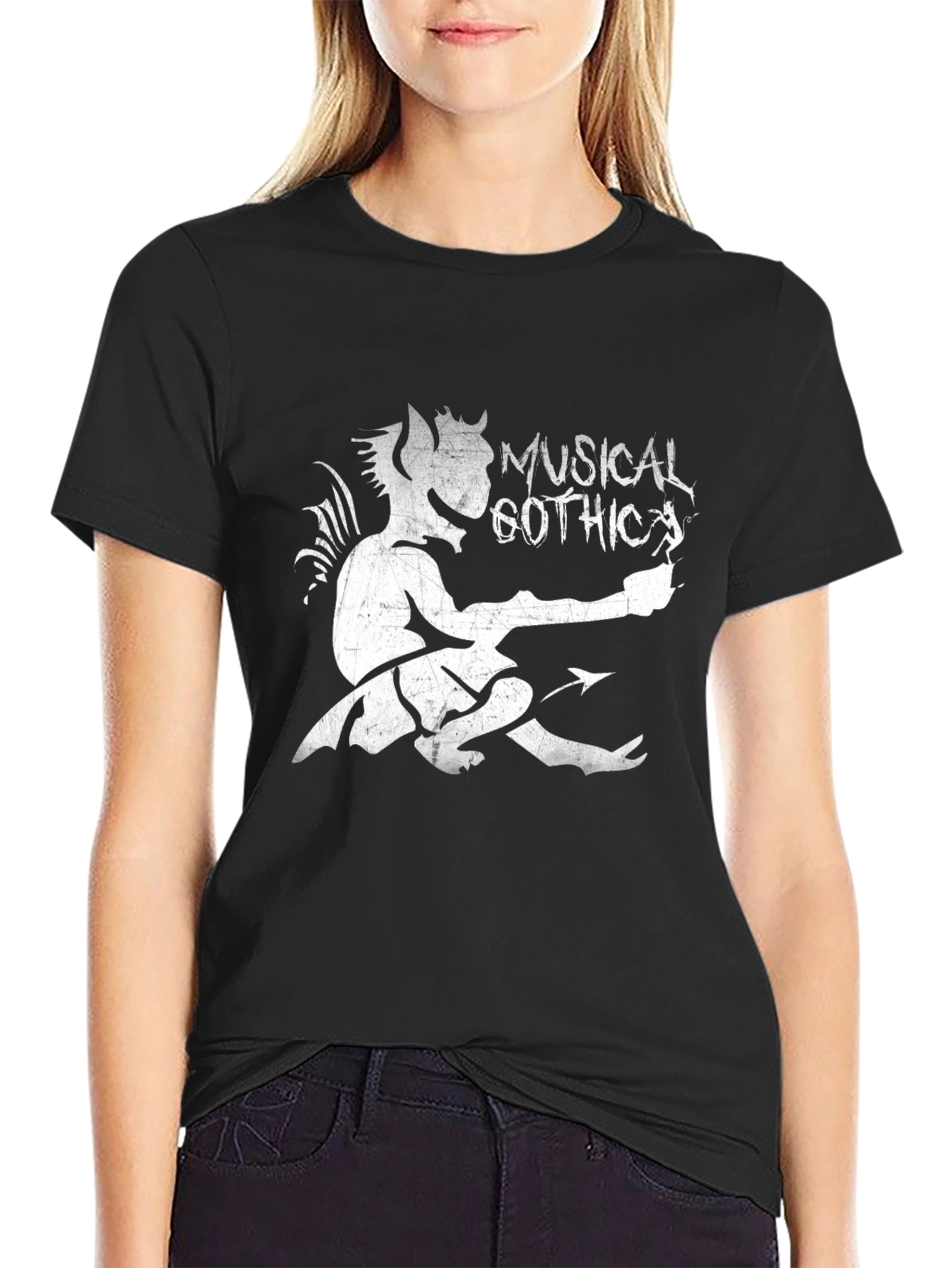 Black Musical Gothic T-Shirt - Devil Graphic Tee view 2