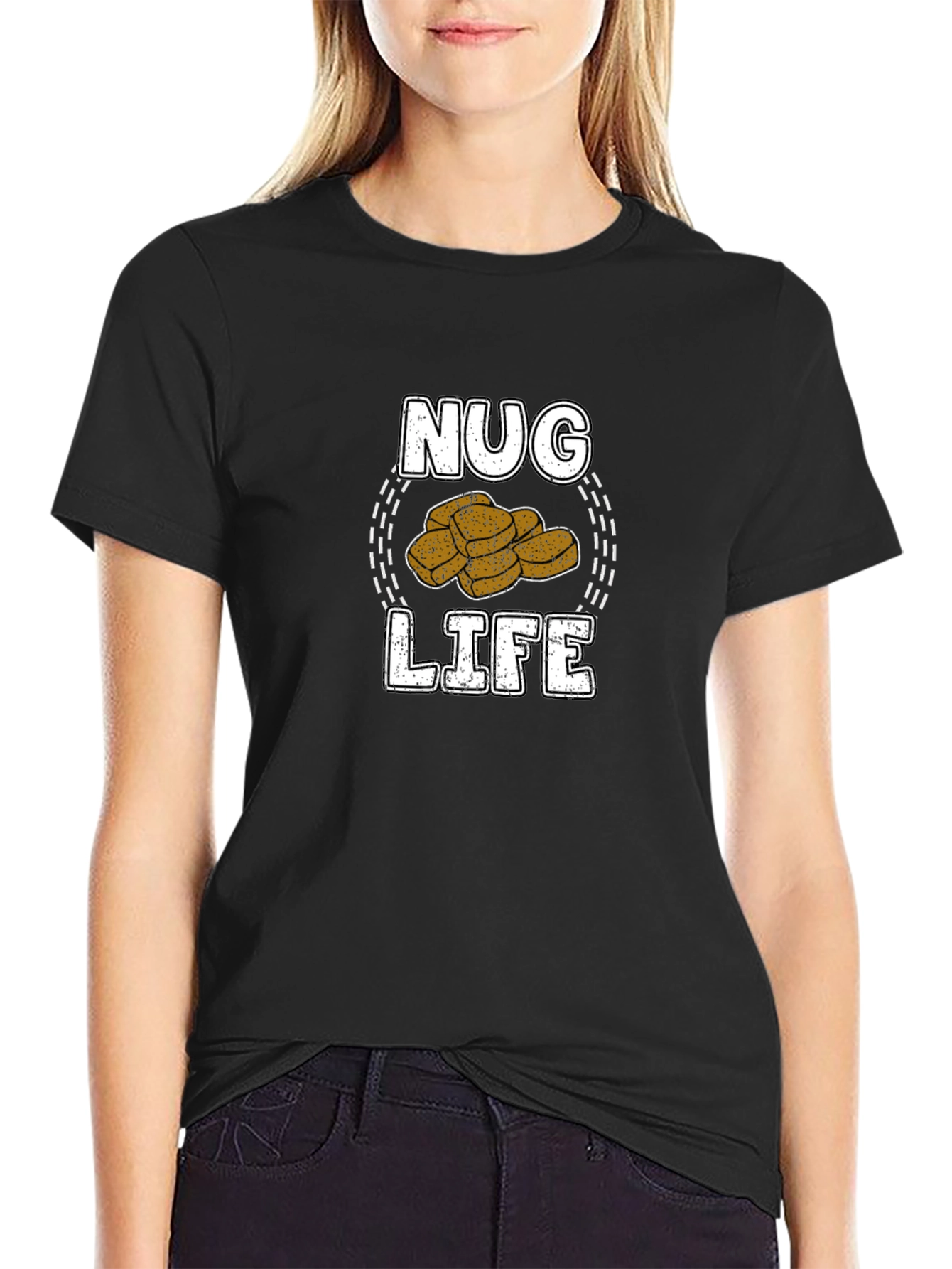 Black Nug Life Funny Graphic Tee - Chicken Nugget Lover T-Shirt view 2