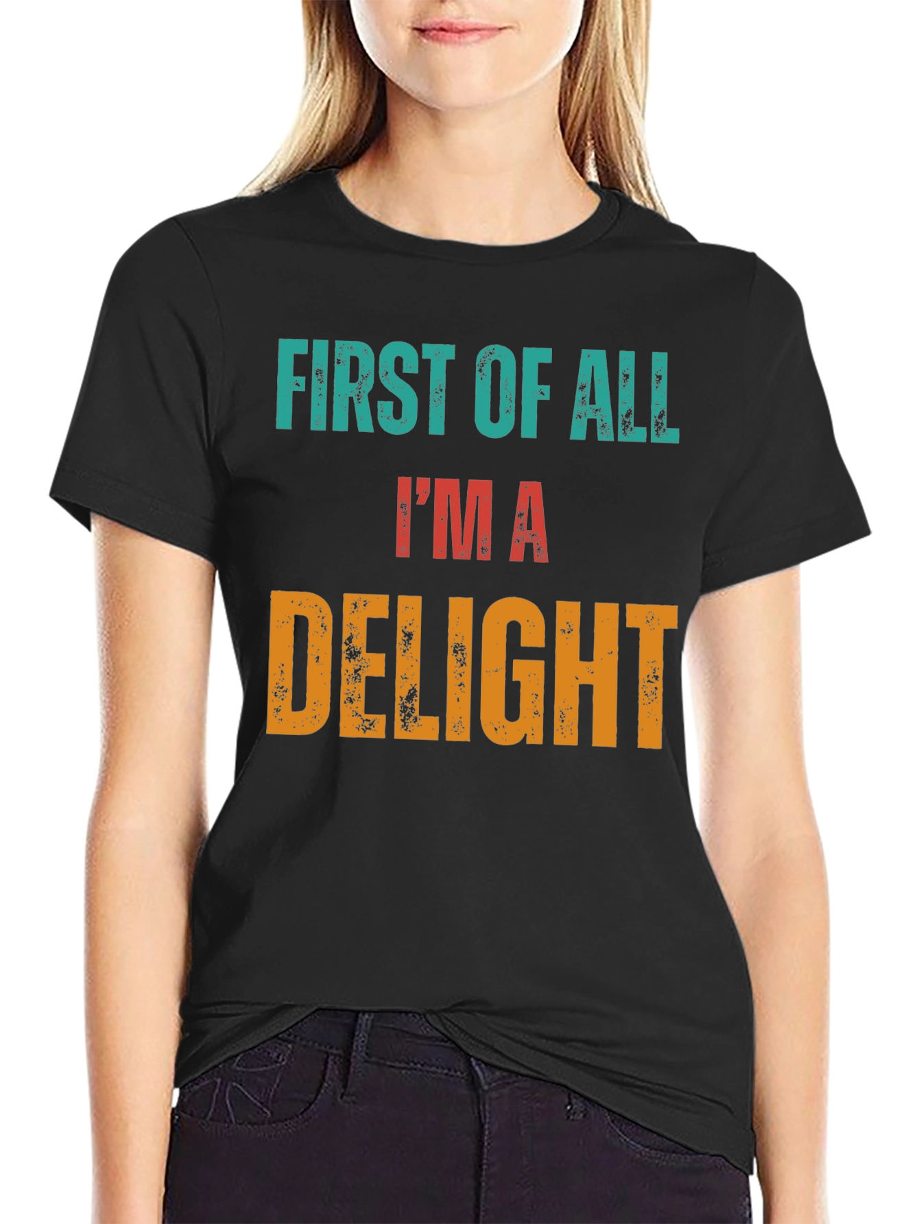 Black First Of All I'm A Delight Novelty Tee view 2