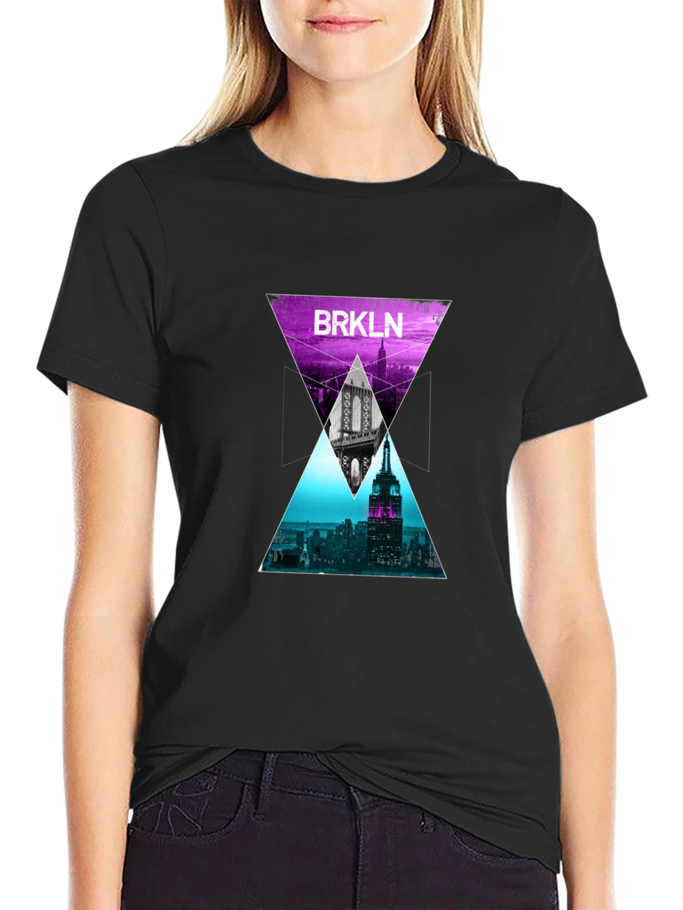 Black BRKLN Graphic Tee - Retro Cityscape T-Shirt view 2