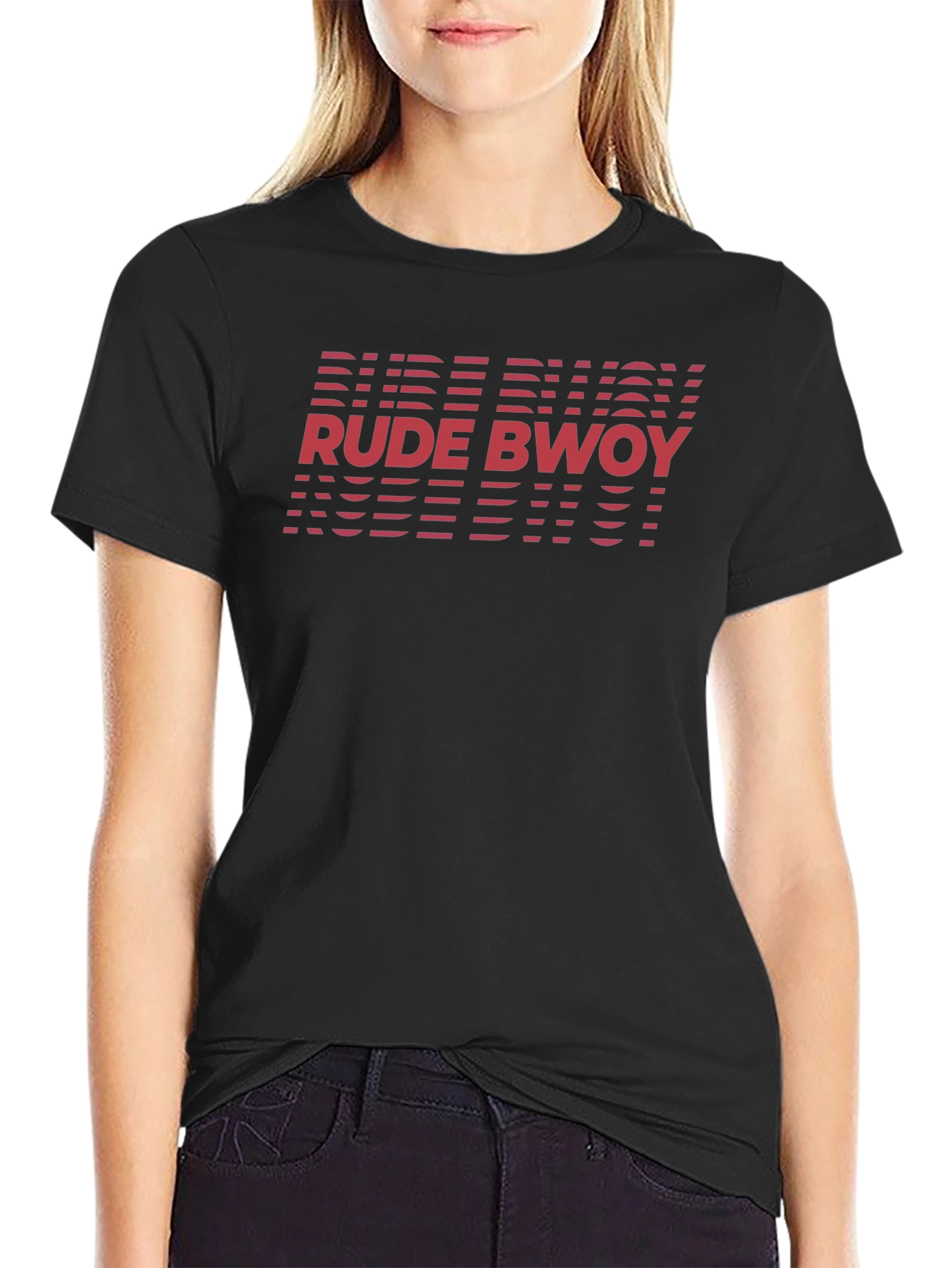 Black Rude Bwoy Graphic Tee - Black Cotton T-Shirt view 2