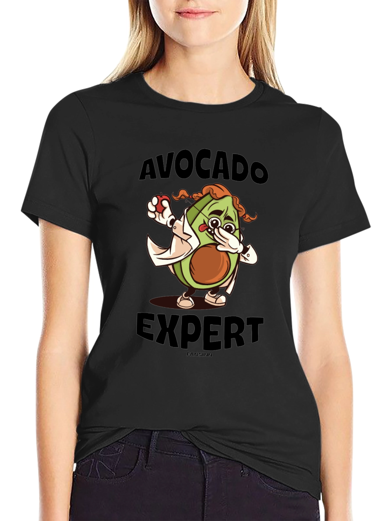 Black Avocado Expert Funny T-Shirt view 2