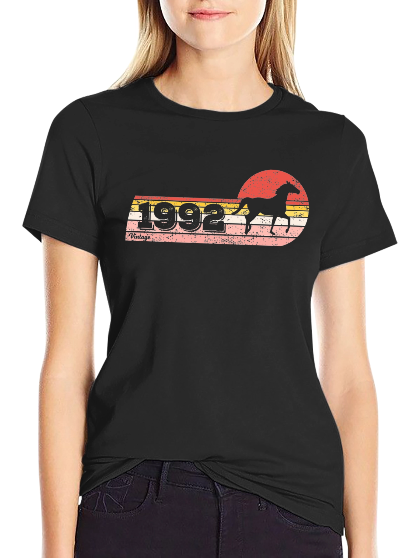 Black Vintage 1992 Horse T-Shirt view 2