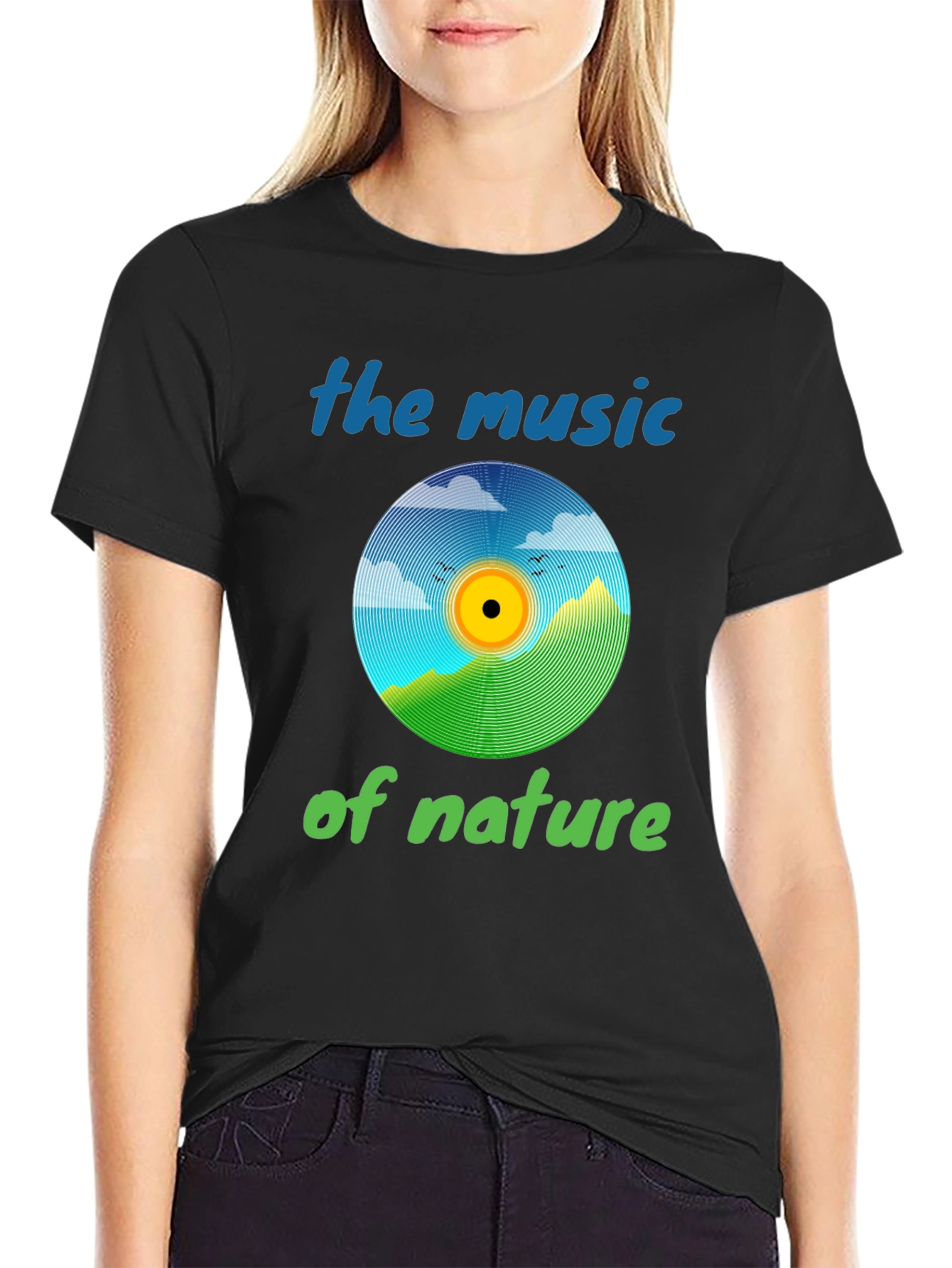 Black Nature Music T-Shirt - Eco-Friendly Design view 2