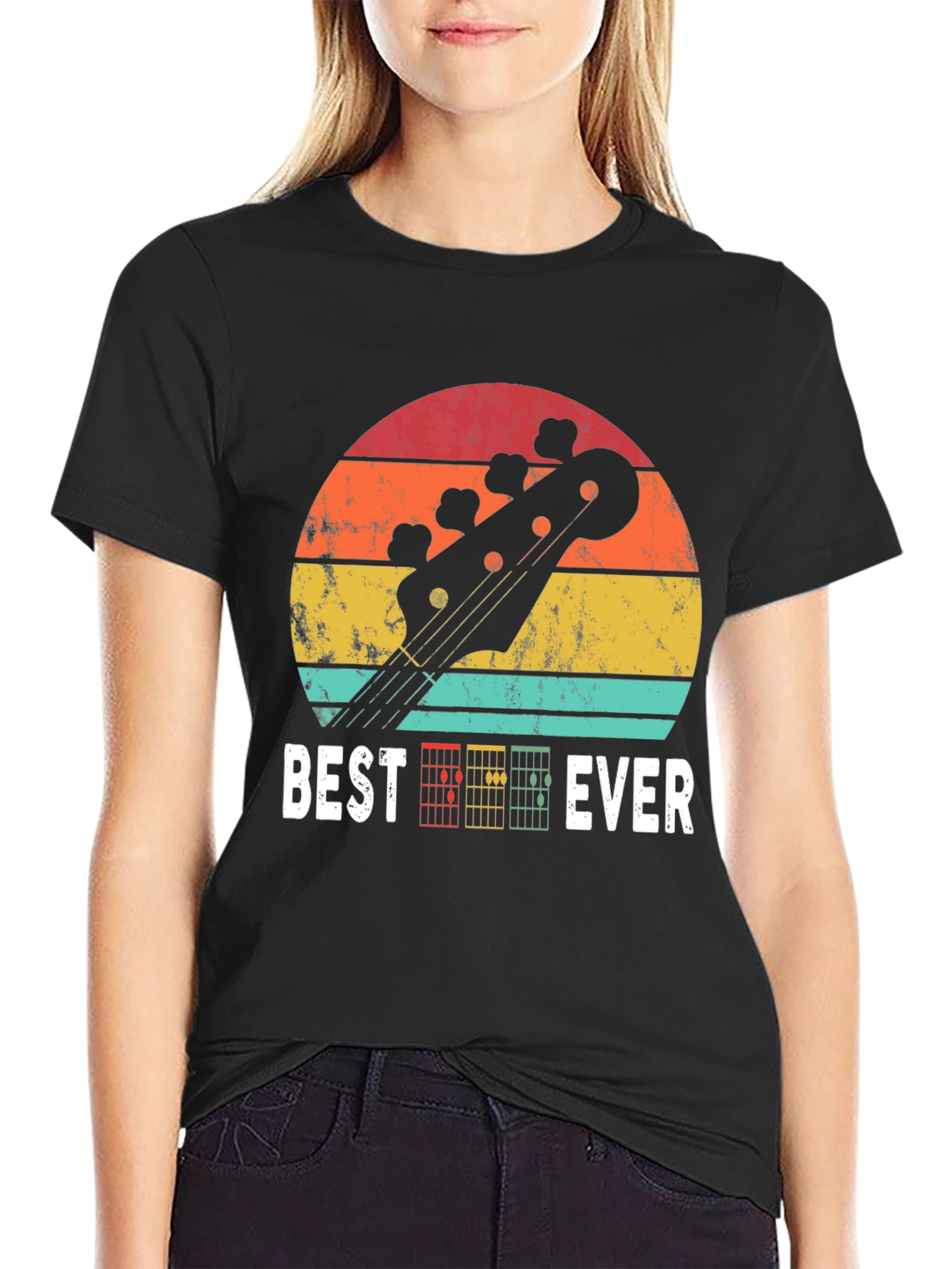 Black Best Guitar Ever T-Shirt - Retro Music Lover Tee view 2