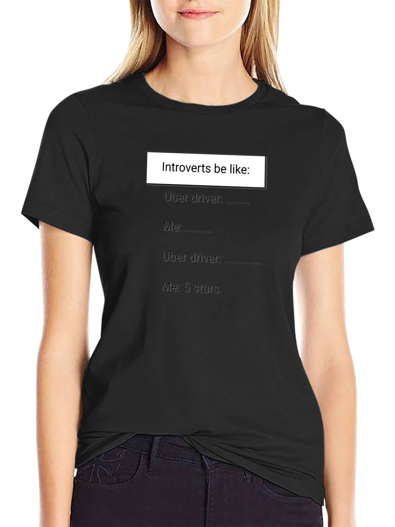 Black Introvert Uber Driver T-Shirt view 2