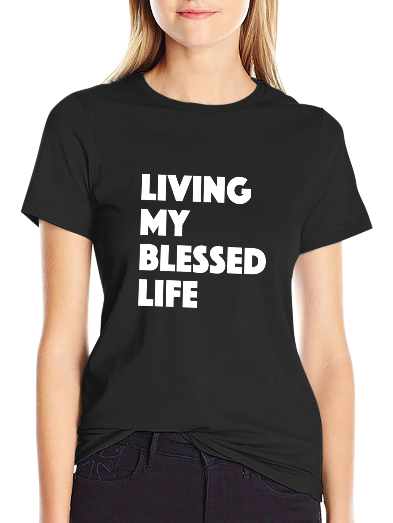 Black Blessed Life Black T-Shirt view 2