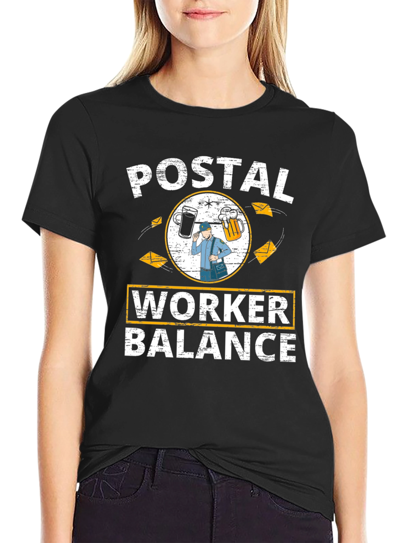 Black Postal Worker Balance Graphic Tee view 2