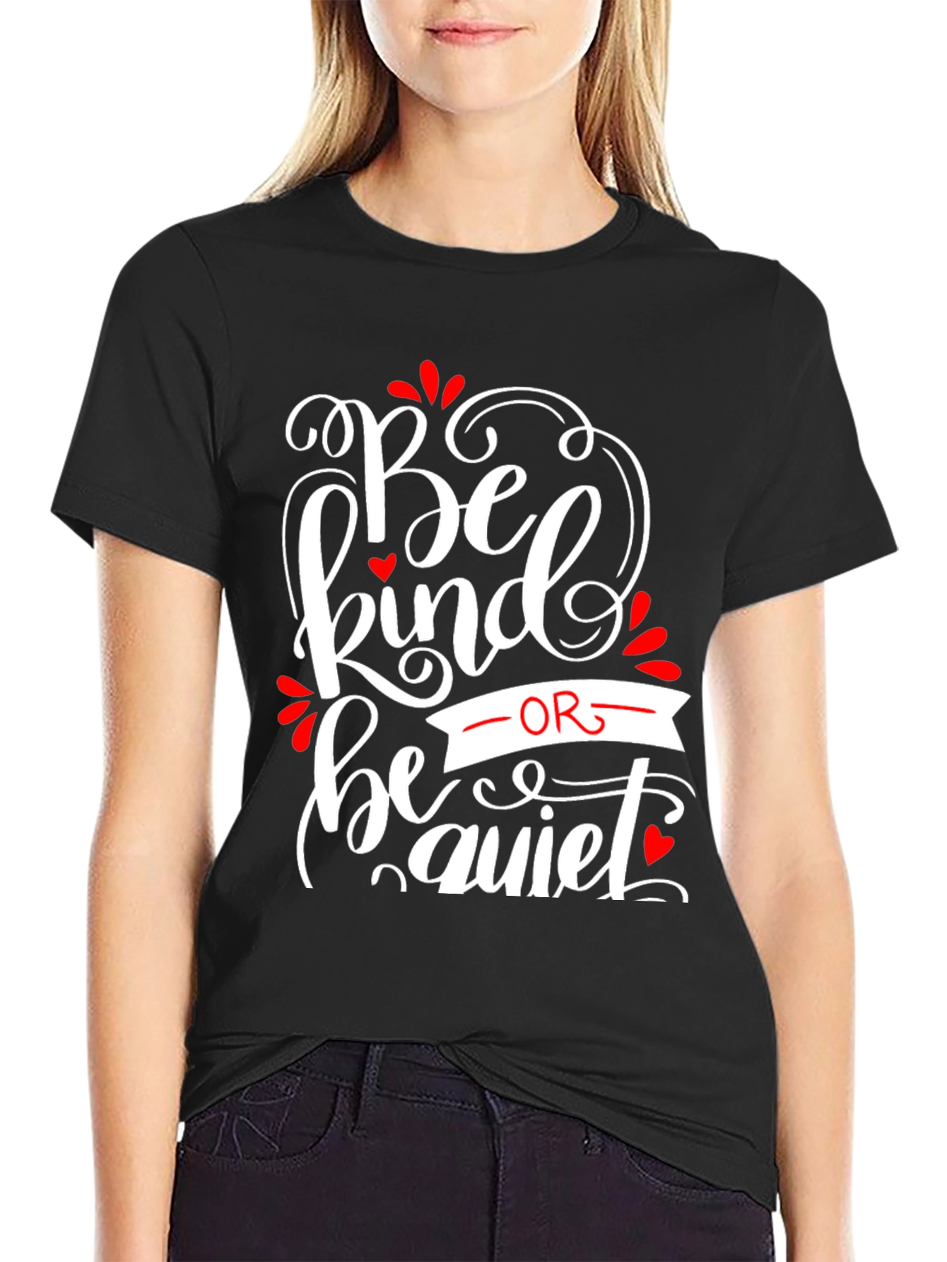 Black Be Kind Or Be Quiet Black Graphic Tee view 2