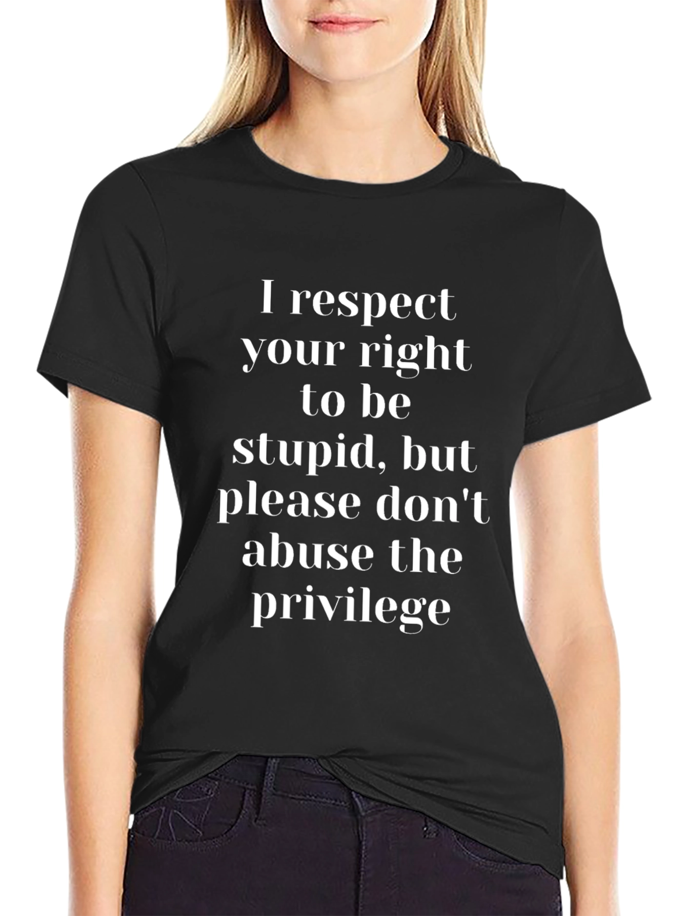 Black Respect Your Right to Be Stupid Graphic Tee view 2
