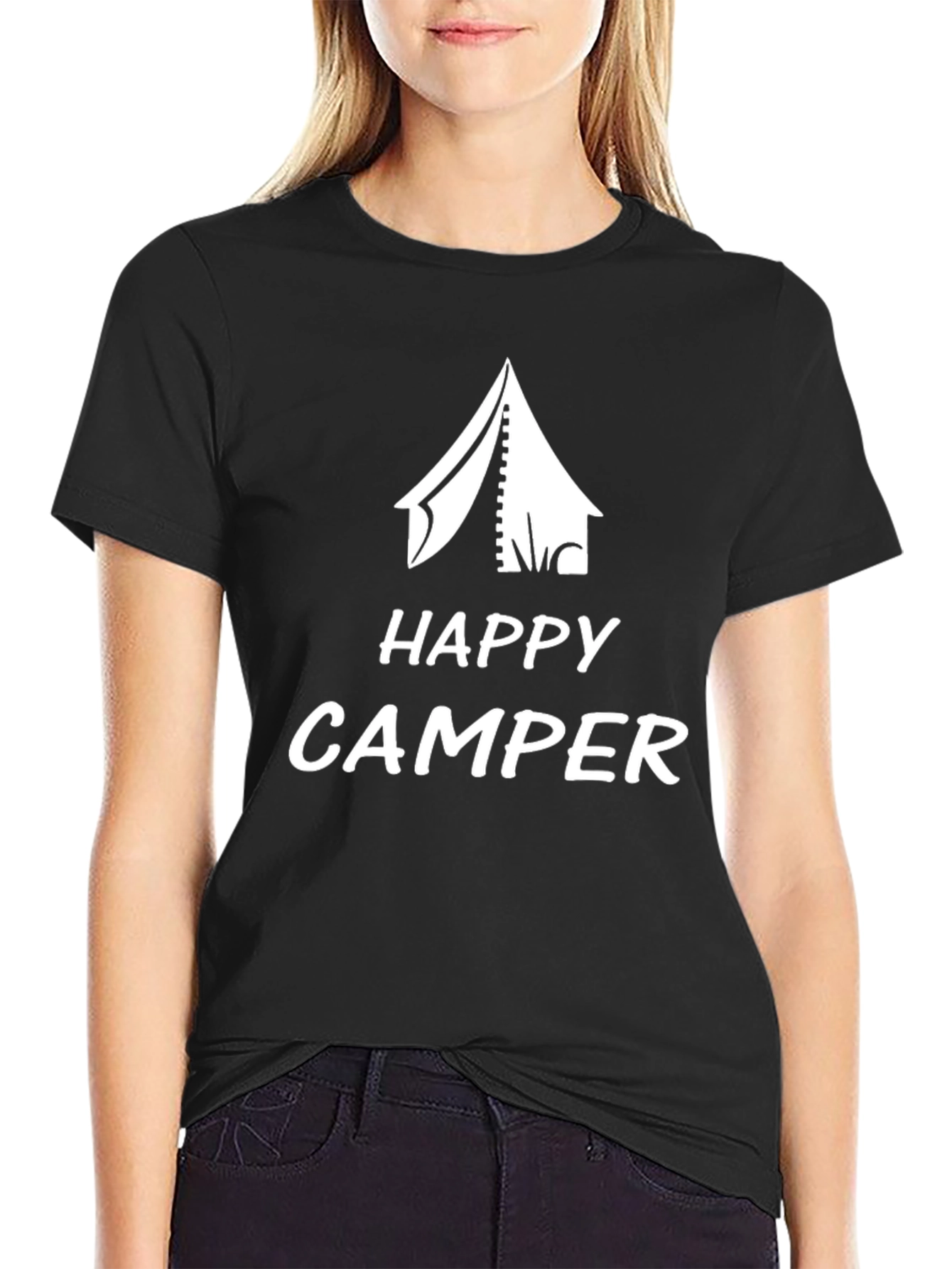 Black Happy Camper Black T-Shirt view 2