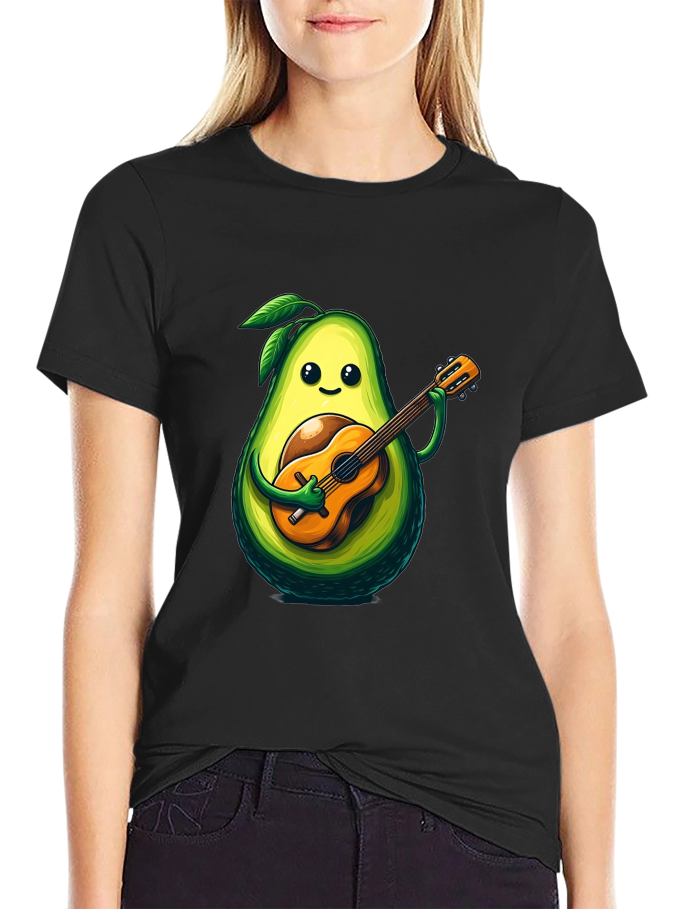 Black Avocado Guitar Player Graphic T-Shirt view 2