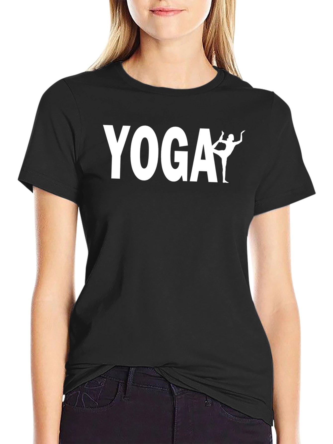 Black Yoga Graphic T-Shirt - Soft Cotton Blend view 2